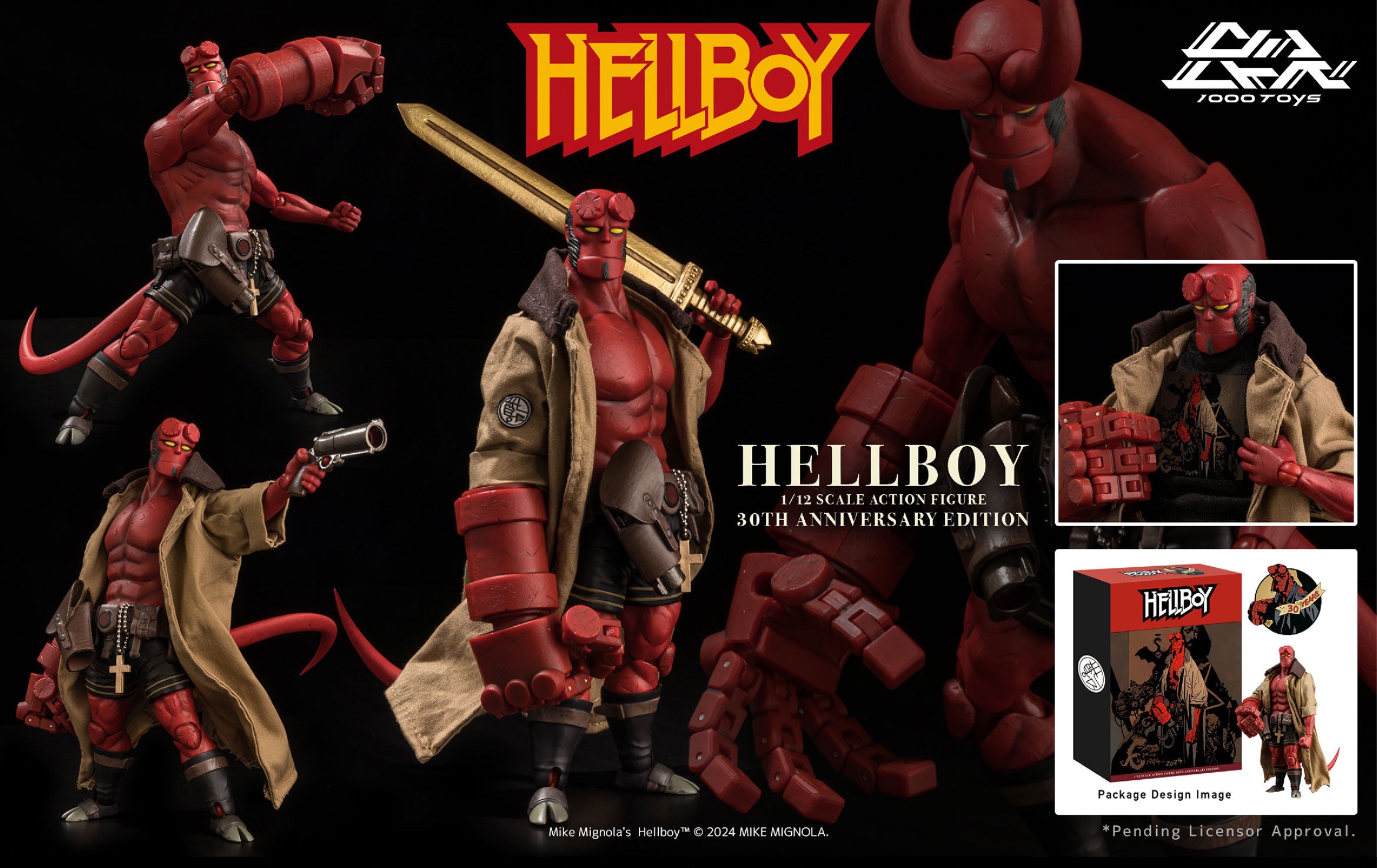 PREVENTA Hellboy Action Figure 1/12 30th Anniversary Edition 1000TOYS (PRIMER PAGO/ANTICIPO)