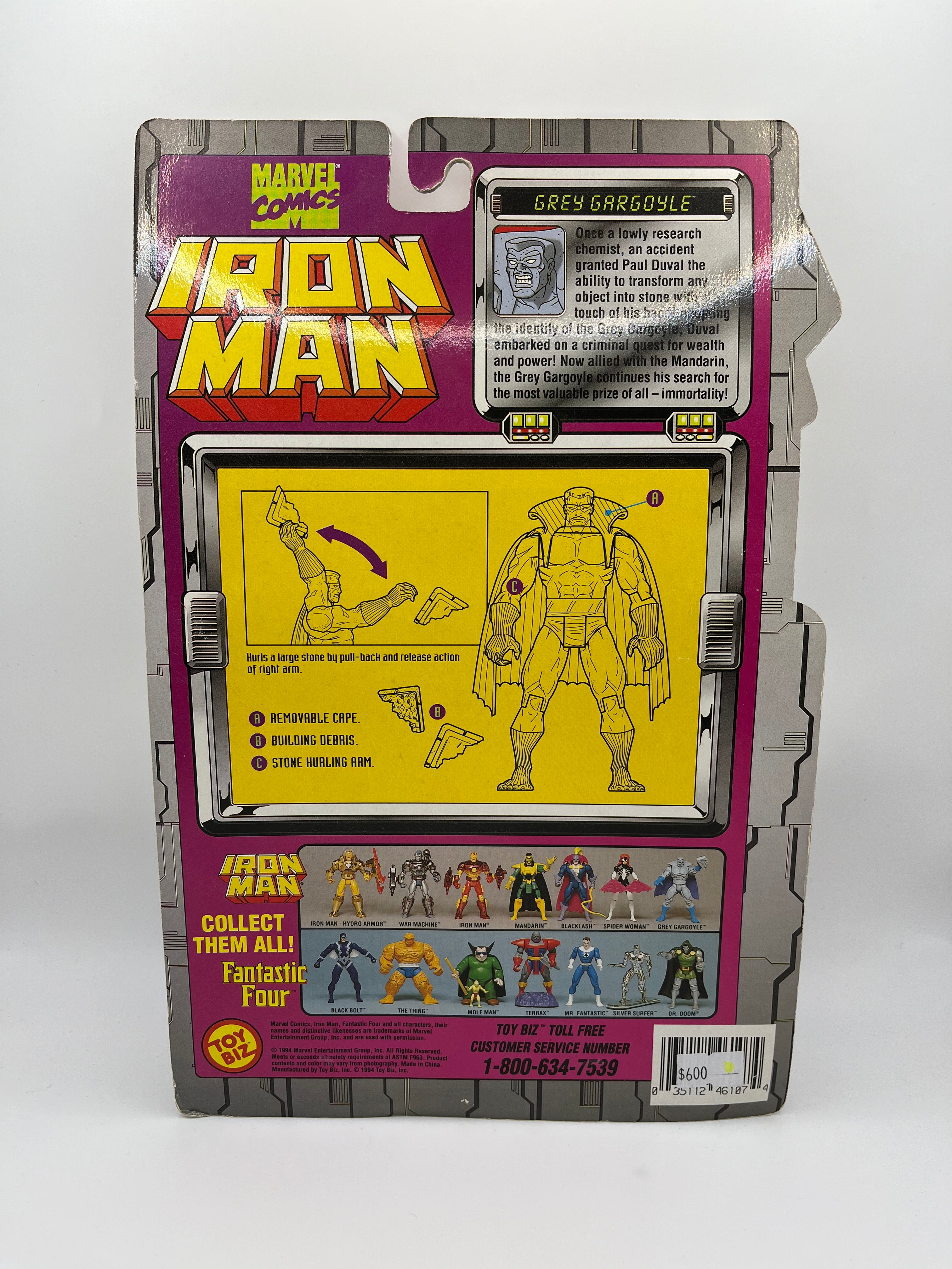 Iron Man The Animated Series Grey Gargoyle With Stone Hurling Action Toy Biz