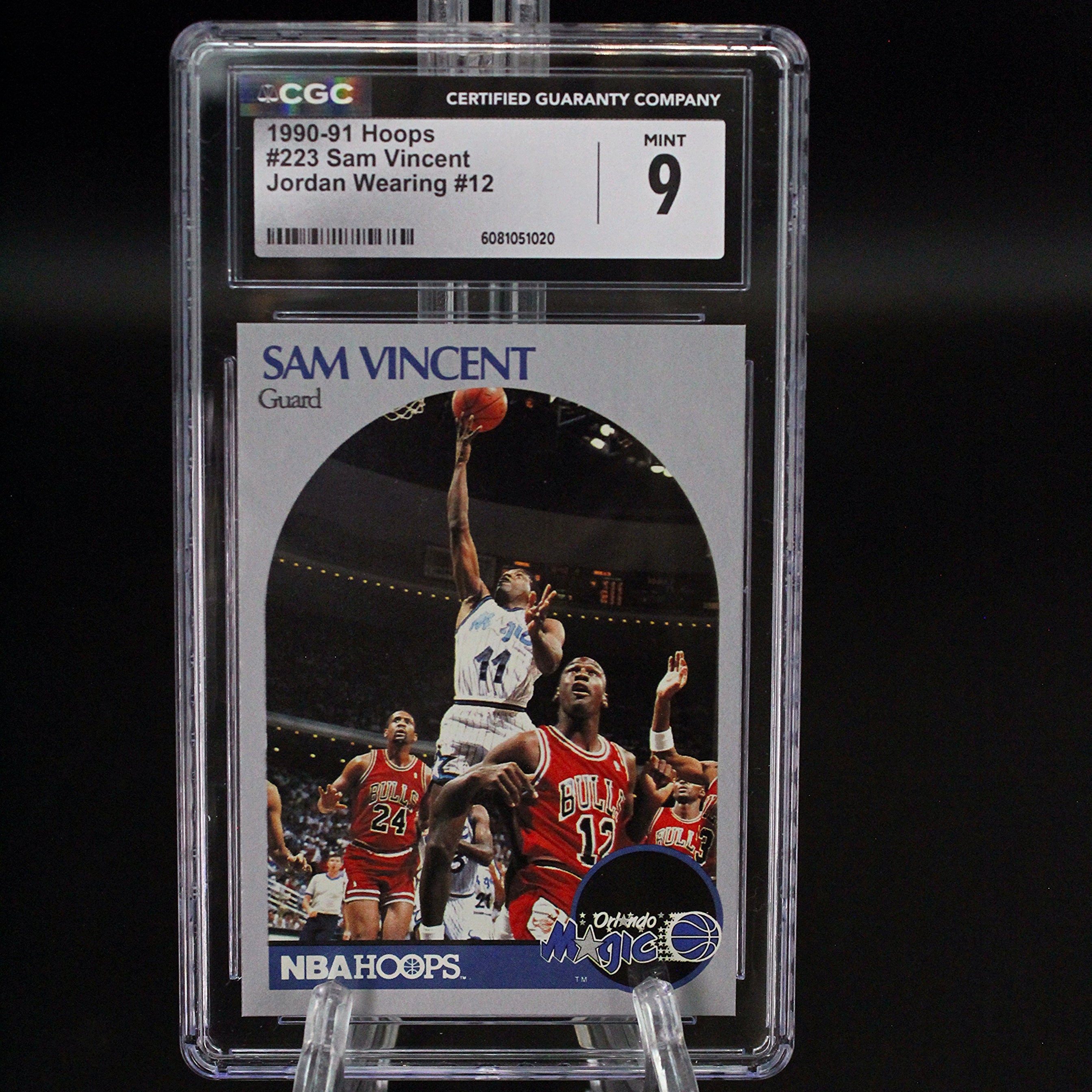 Carta 1990-91 Hoops #223 Sam Vincent Jordan Wearing #12 CGC 9