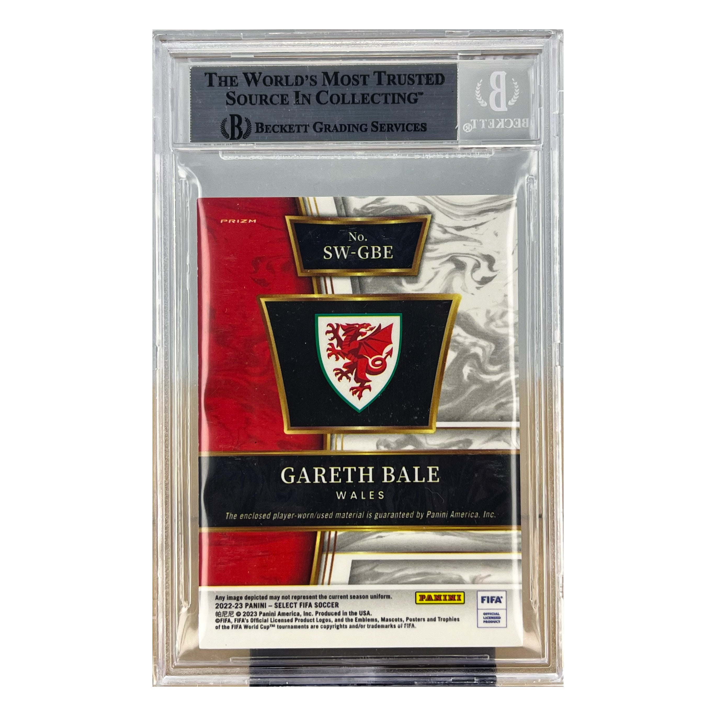 Carta 2022-23 Panini Select FIFA Select Swatches #30 Gareth Bale Player Worn Patch Beckett 8.5