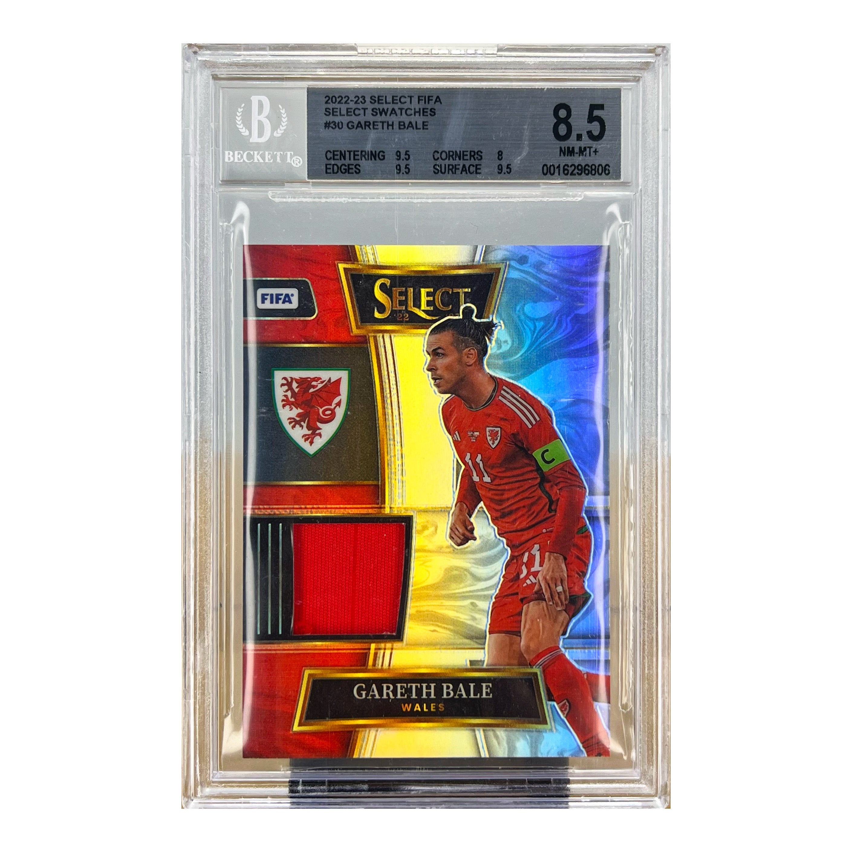 Carta 2022-23 Panini Select FIFA Select Swatches #30 Gareth Bale Player Worn Patch Beckett 8.5