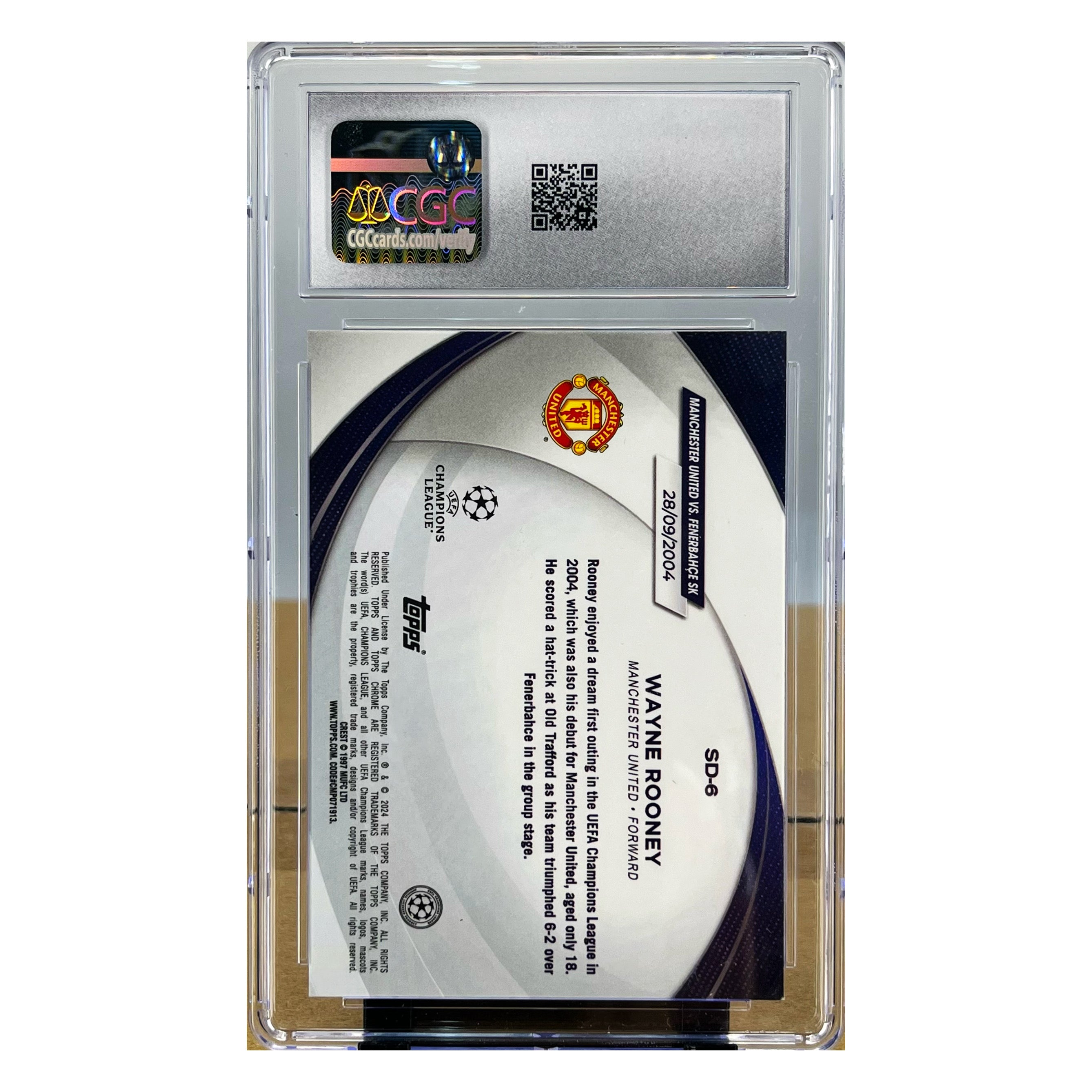 Carta 2023-24 Topps Chrome UEFA CC Starball Debuts #SD-6 Wayne Rooney CGC 8