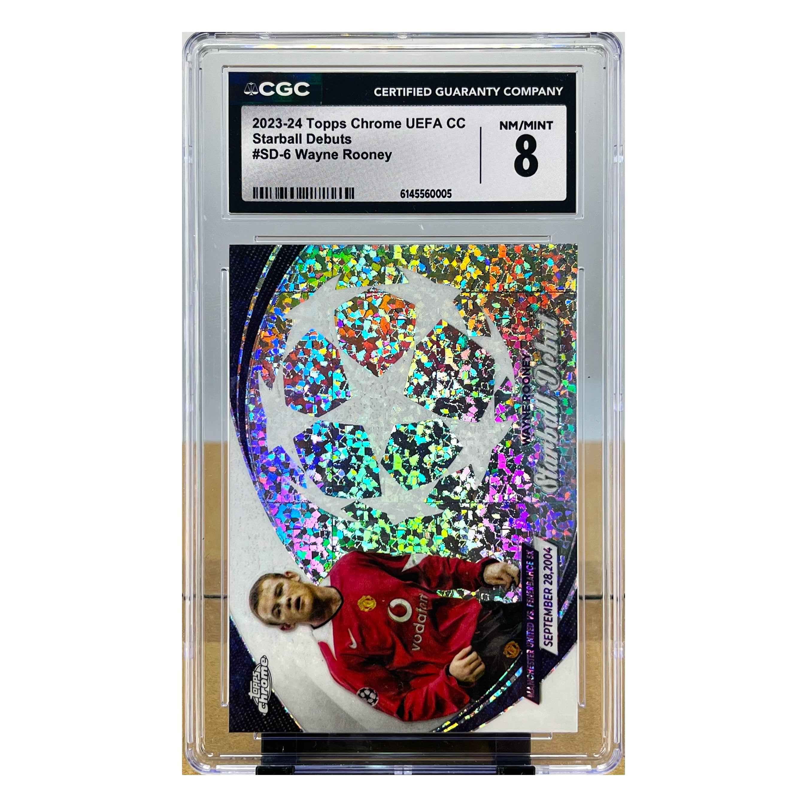 Carta 2023-24 Topps Chrome UEFA CC Starball Debuts #SD-6 Wayne Rooney CGC 8