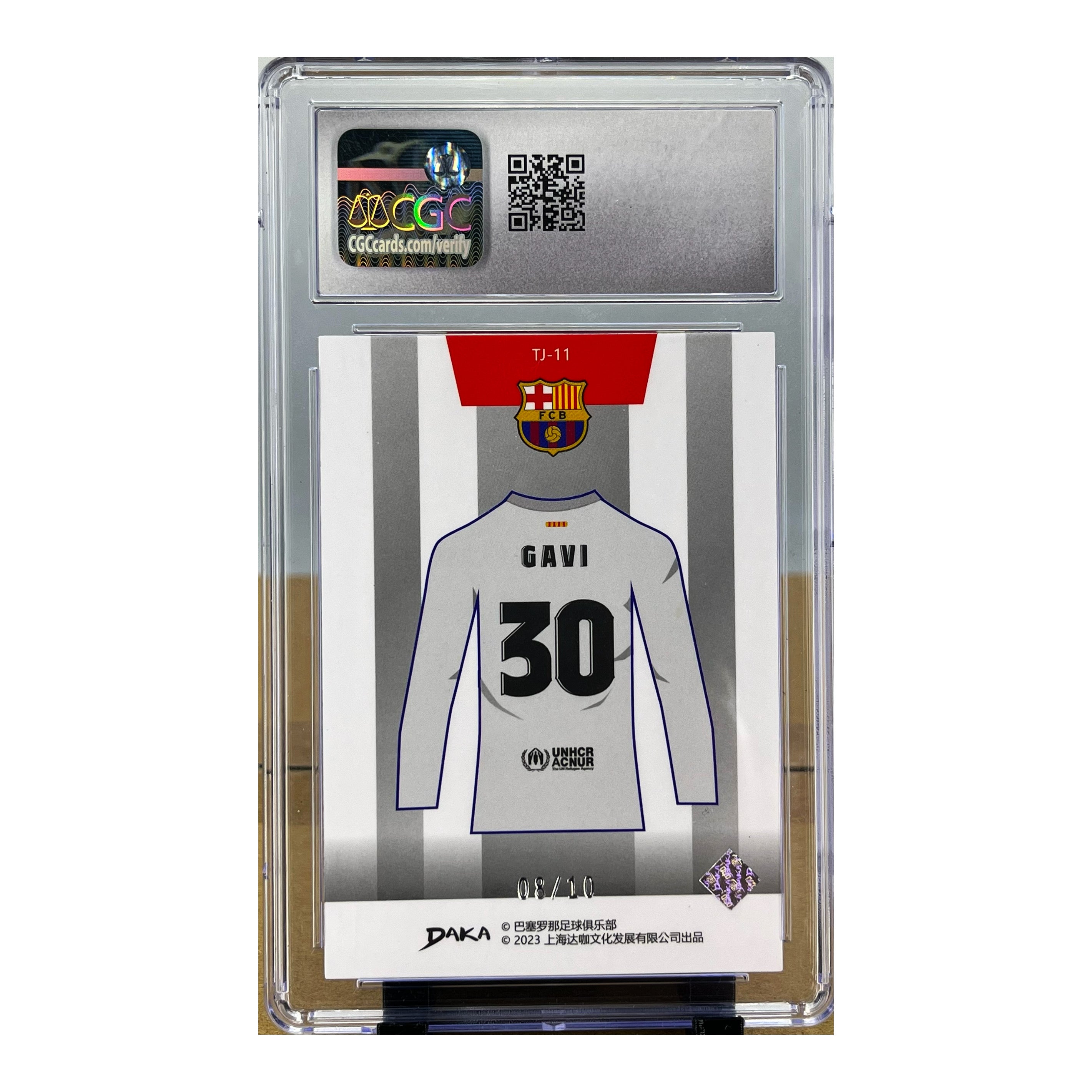 Carta DAKA 2022-23 DAKA Barcelona Holocene Team Jersey #TJ-11 Gavi 08/10 Gold CGC 9