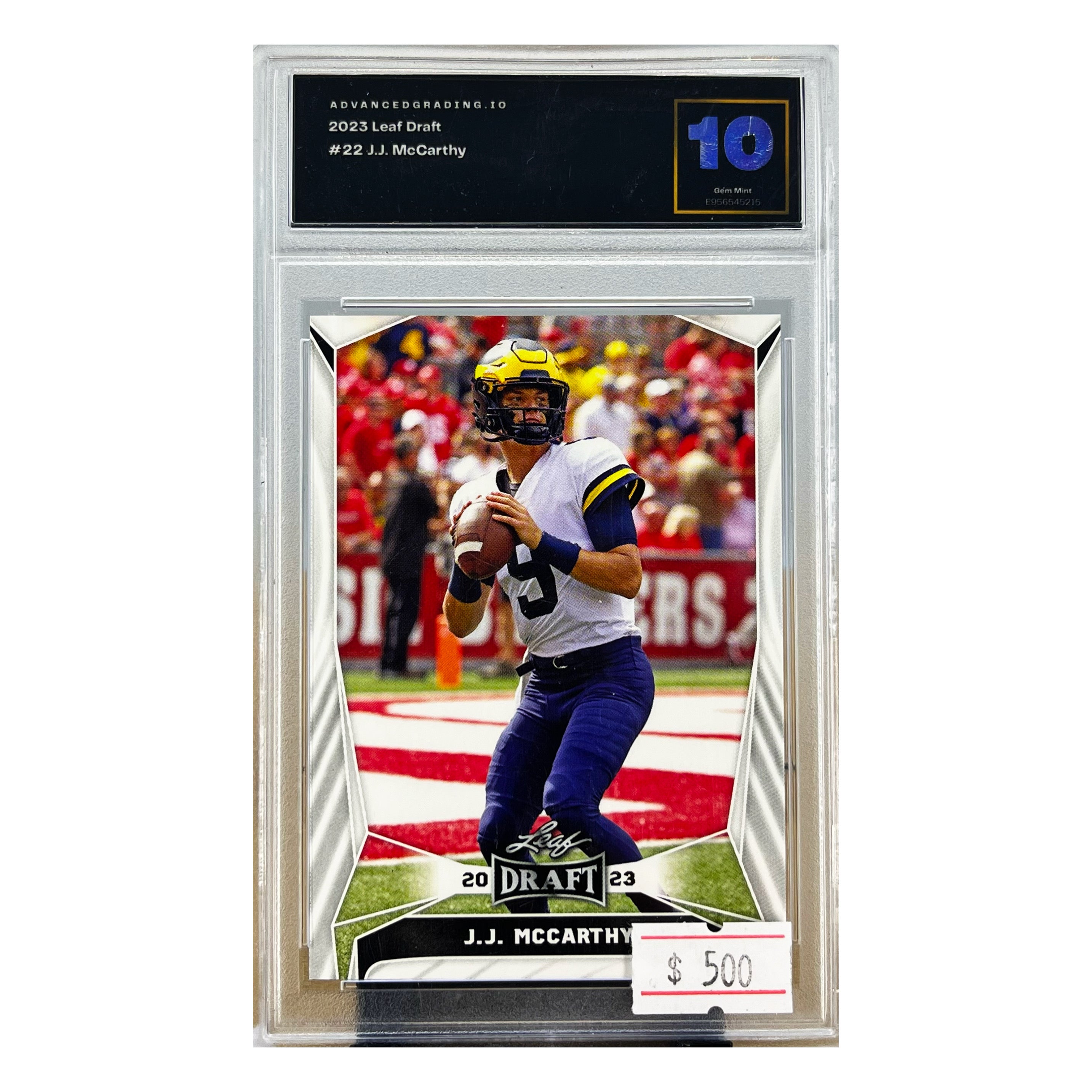 Carta Leaf 2023 Leaf Draft #22 J.J. McCarthy Advance Grading 10