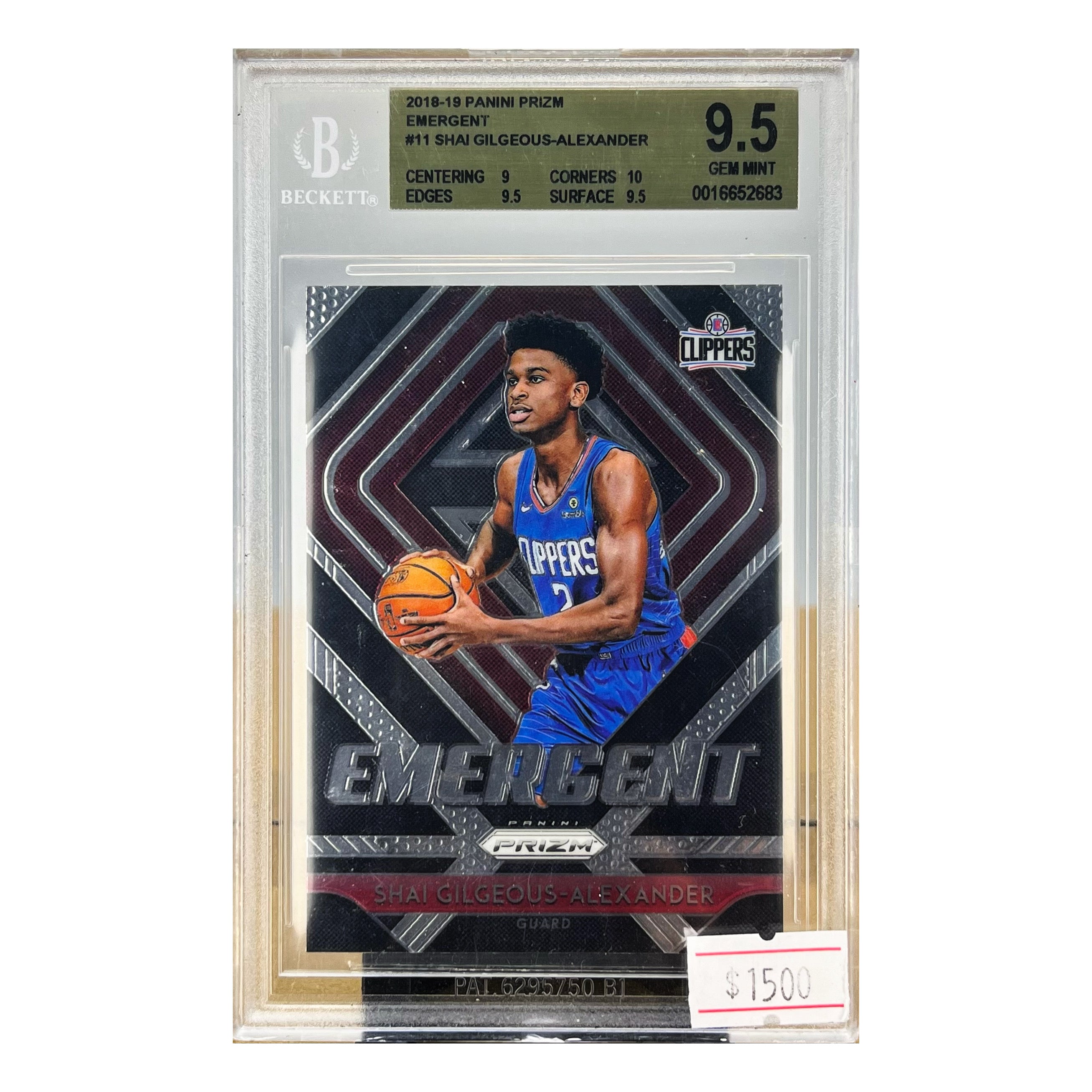 Carta Panini 2018-18 Panini Prizm Emergent #11 Shai Gilgeous-Alexander Beckett 9.5