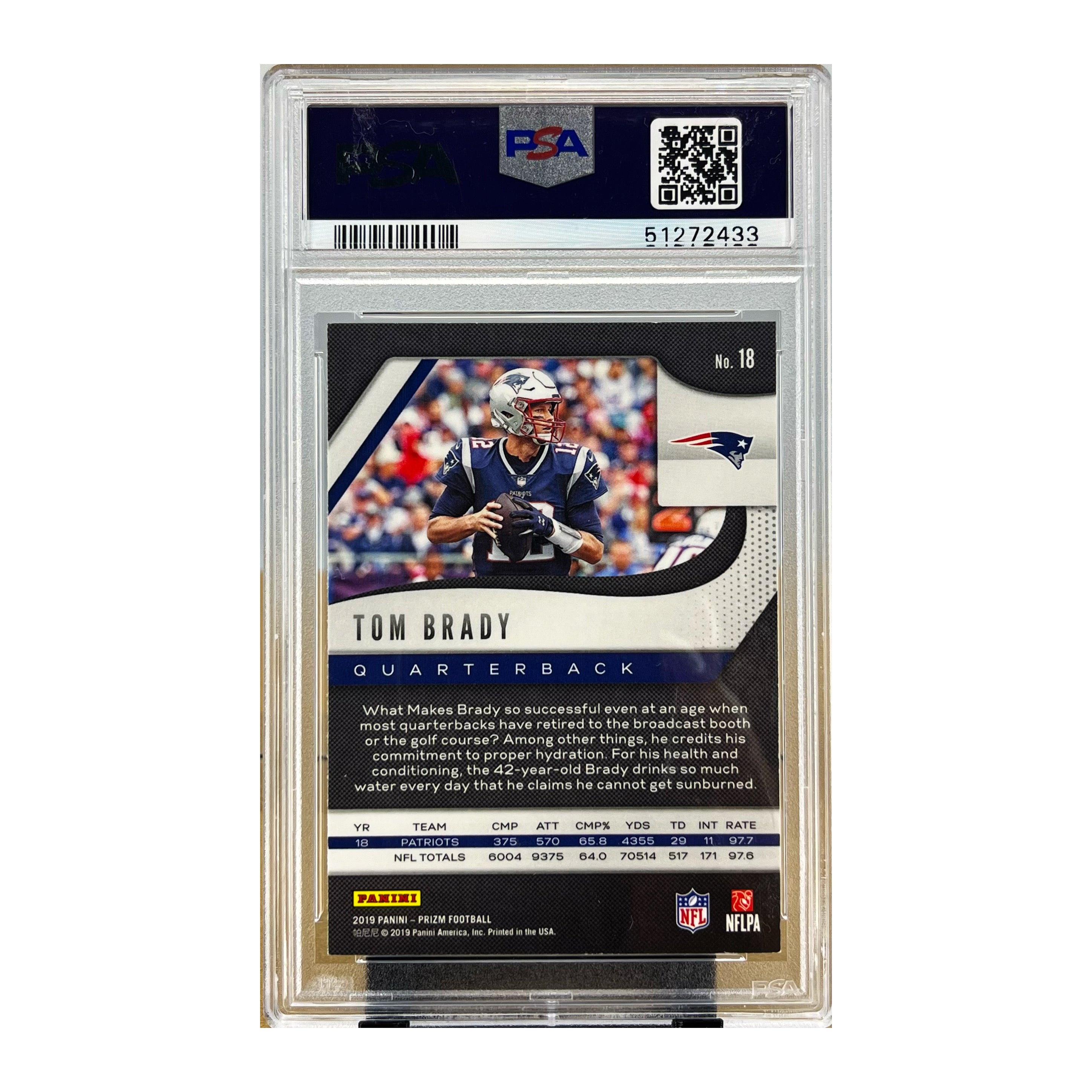 Carta Panini 2019 Panini Prizm #18 Tom Brady PSA 8.5