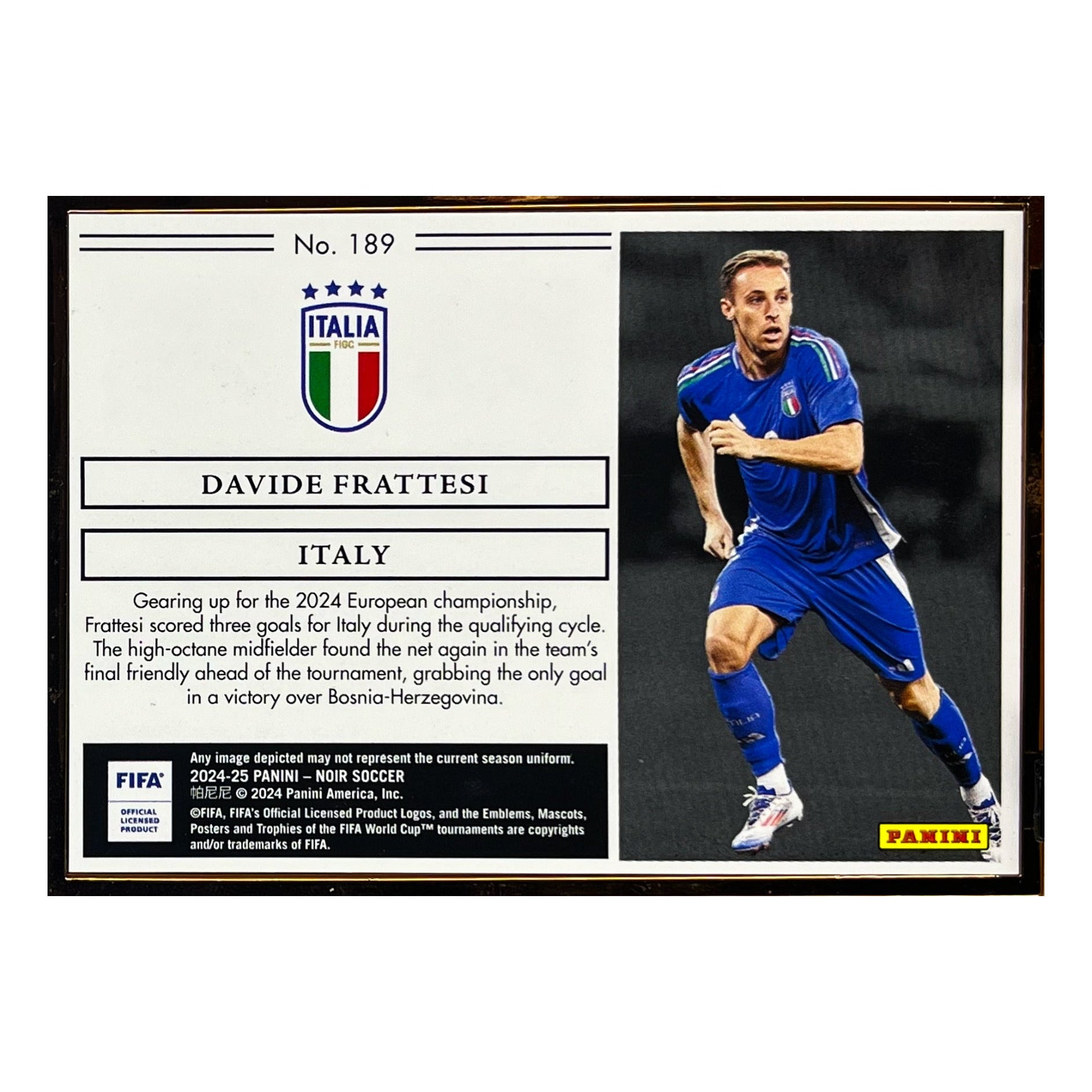 Carta Panini 2024 Noir #189 Davide Frattesi 20/25 Bronze Frame