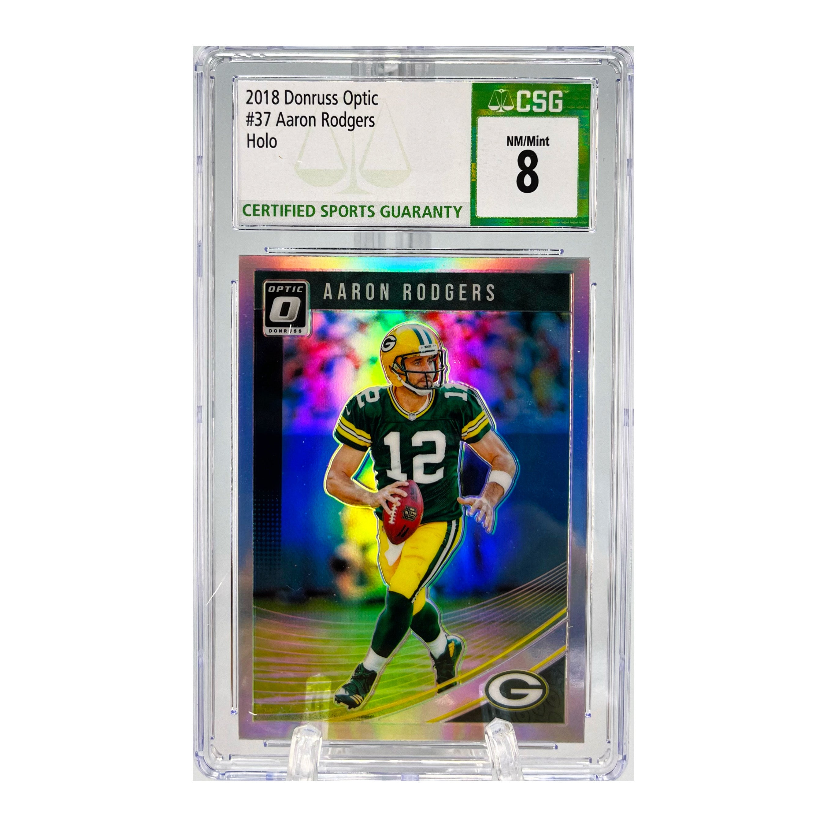 Carta Panini Donruss Optic 2018 #37 Aaron Rodgers Holo CSG 8