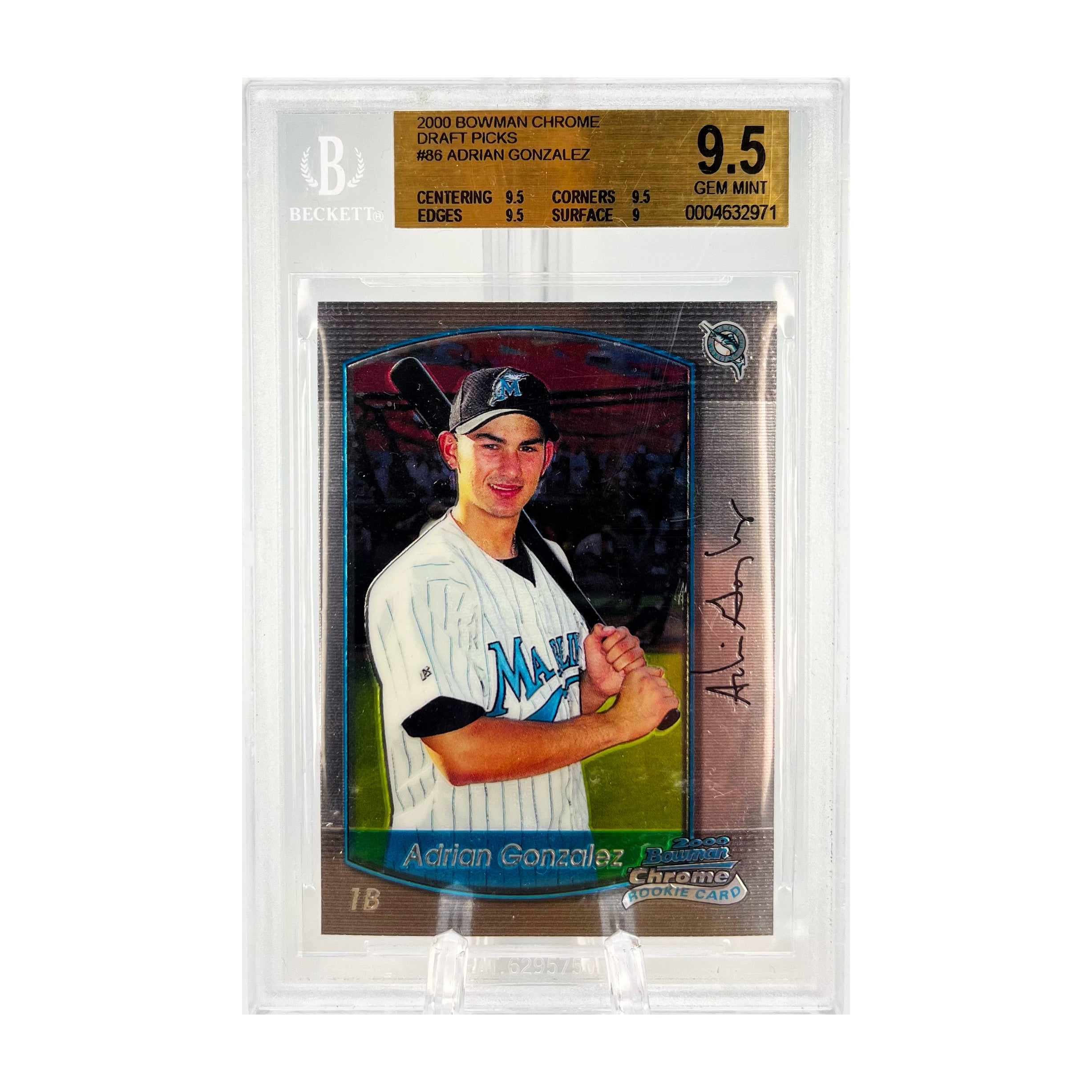 Carta Topps 2000 Bowman Chrome Draft Picks #86 Adrian Gonzalez Beckett 9.5