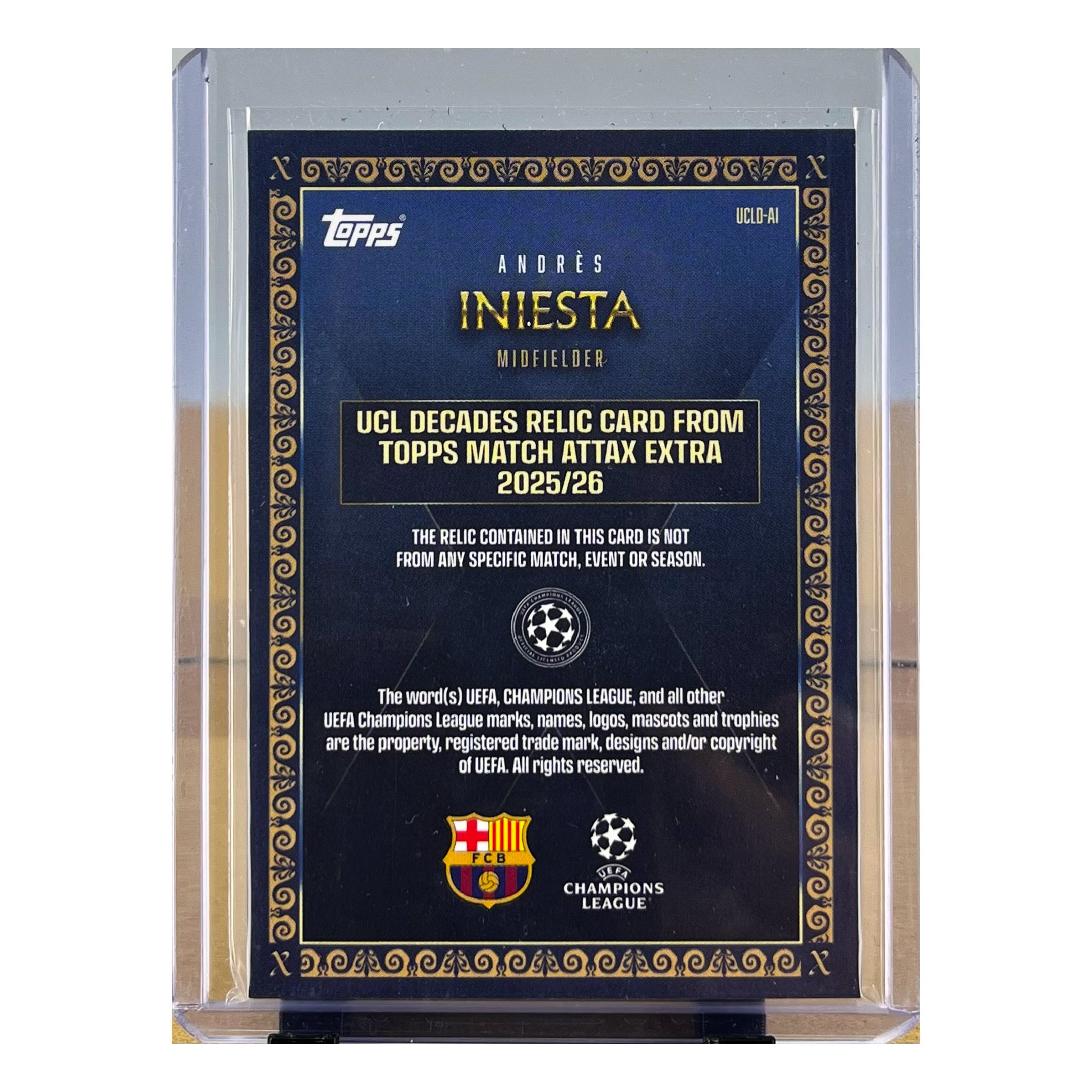 Carta Topps 2025 Match Attax Extra #UCLD-AI Andres Iniesta UCL Decades Relic