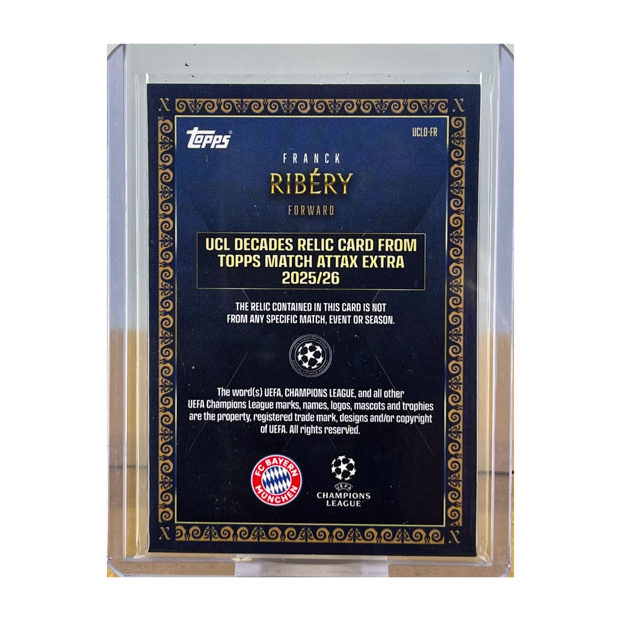 Carta Topps 2025 Match Attax Extra #UCLD-FR Franck Ribery UCL Decades Relic