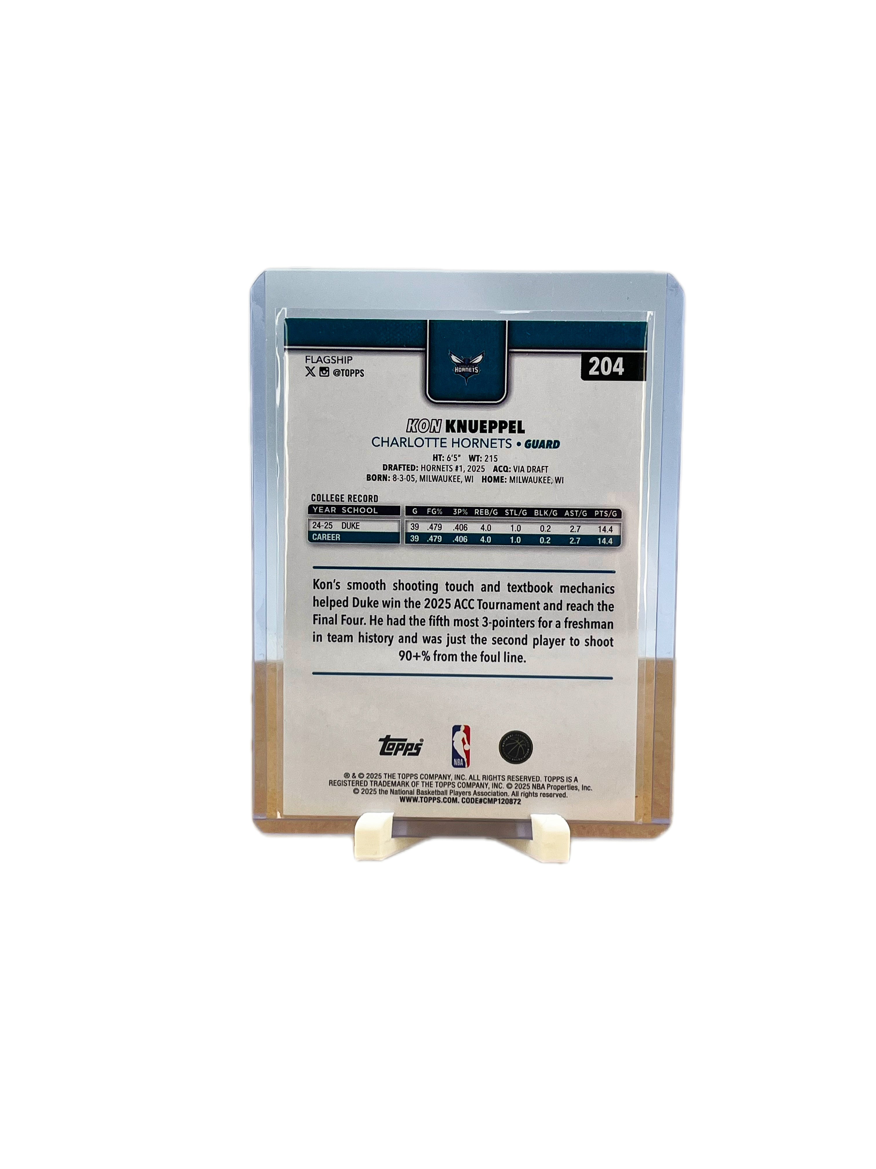 Carta Topps Basketball 2025 #204 Kon Knueppel RC
