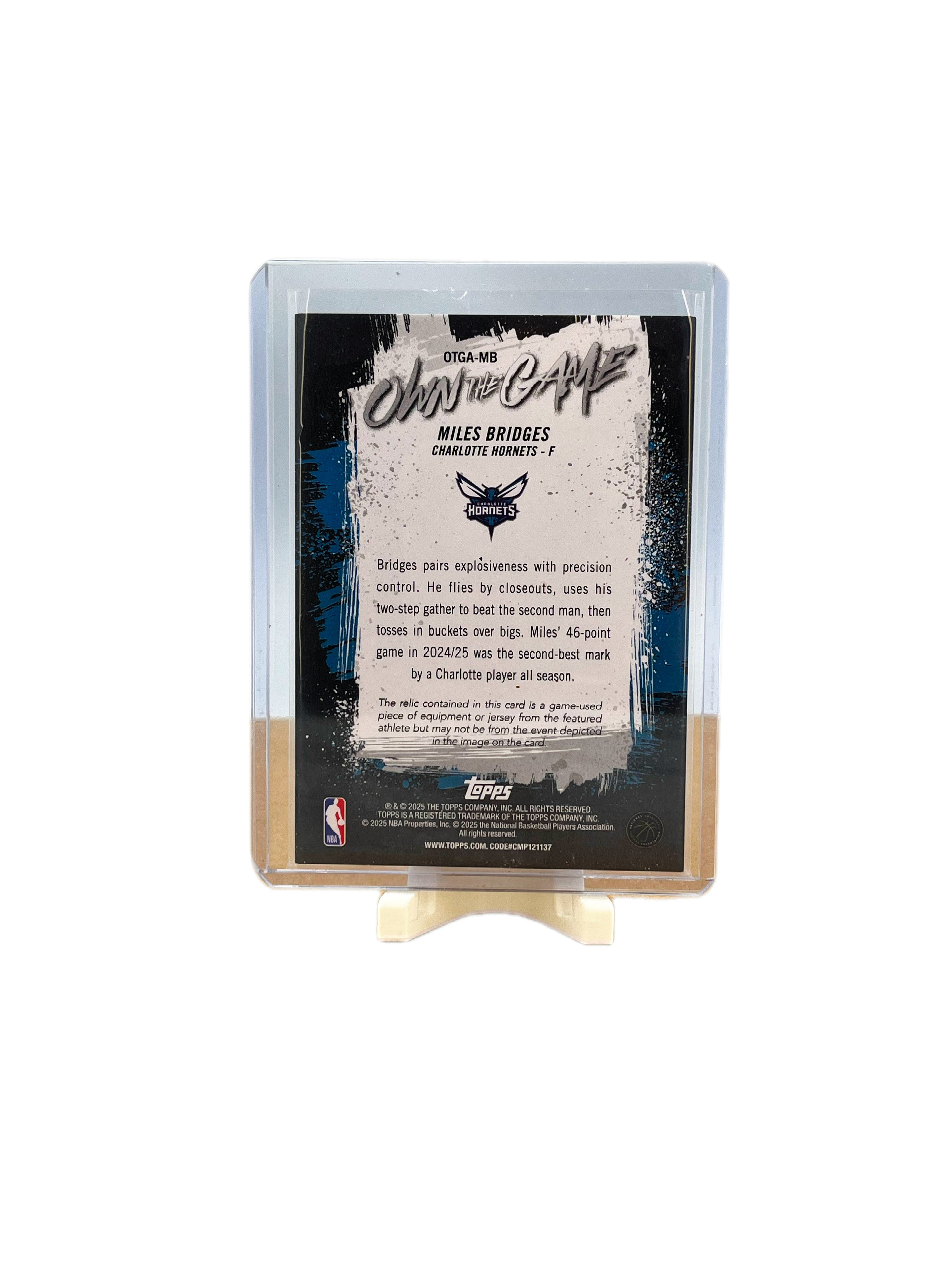 Carta Topps Basketball 2025 #OTGA-MB Miles Bridges Own The Game Game-Used Memorabilia