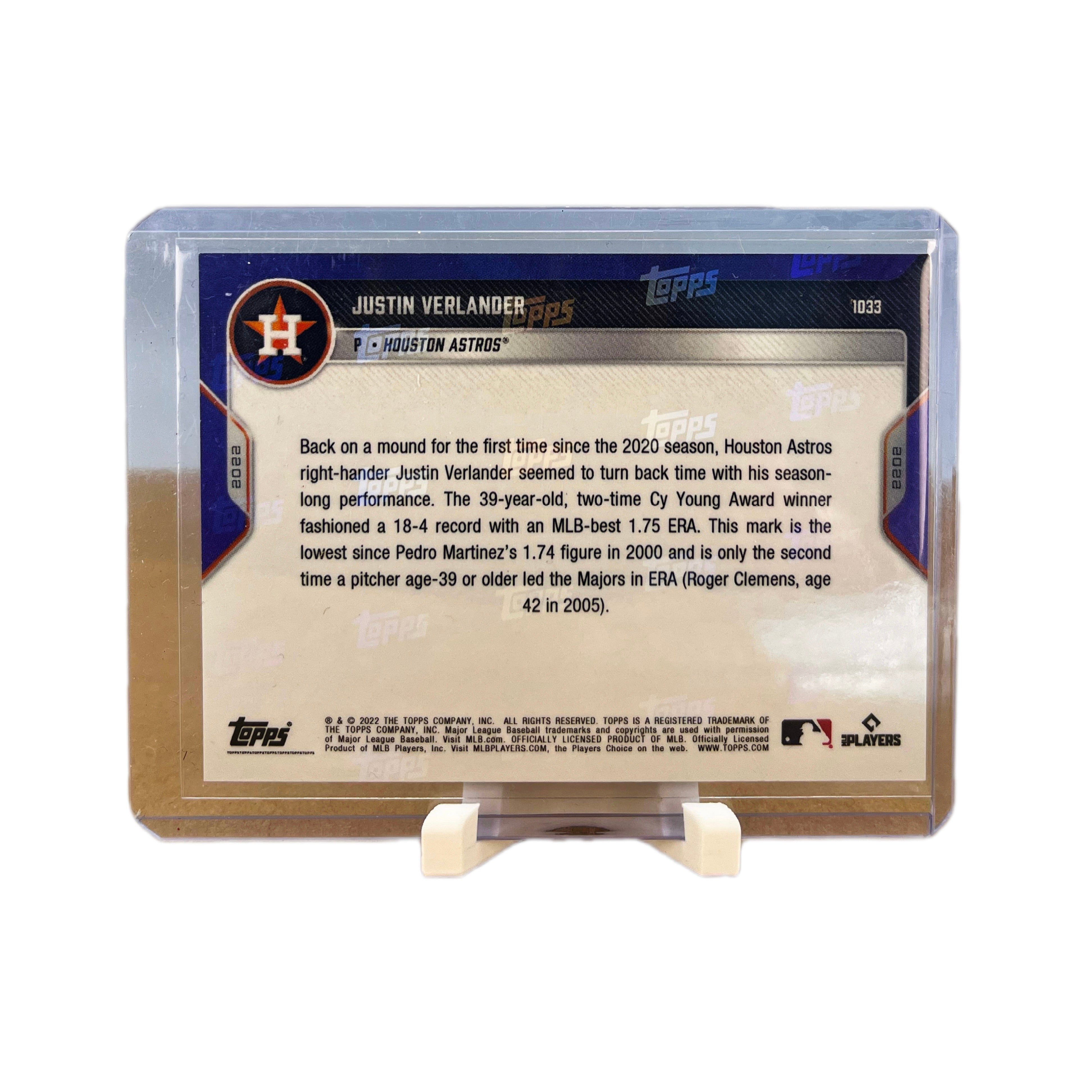 Carta Topps Now 2022 Baseball #1033 Justin Verlander Blue 42/49