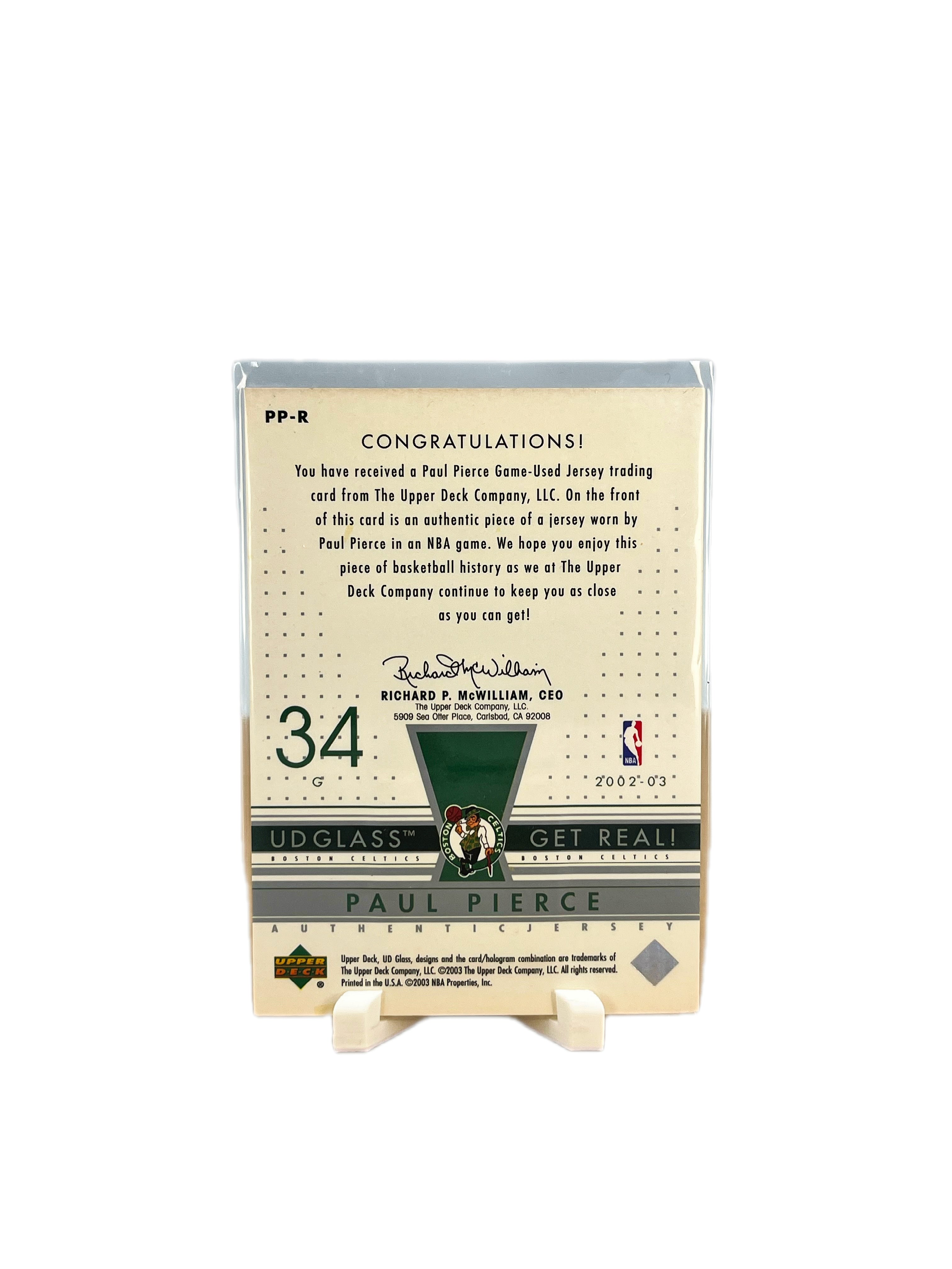 Carta Upper Deck Deck Glass #PP-R Paul Pierce Authentic Jersey