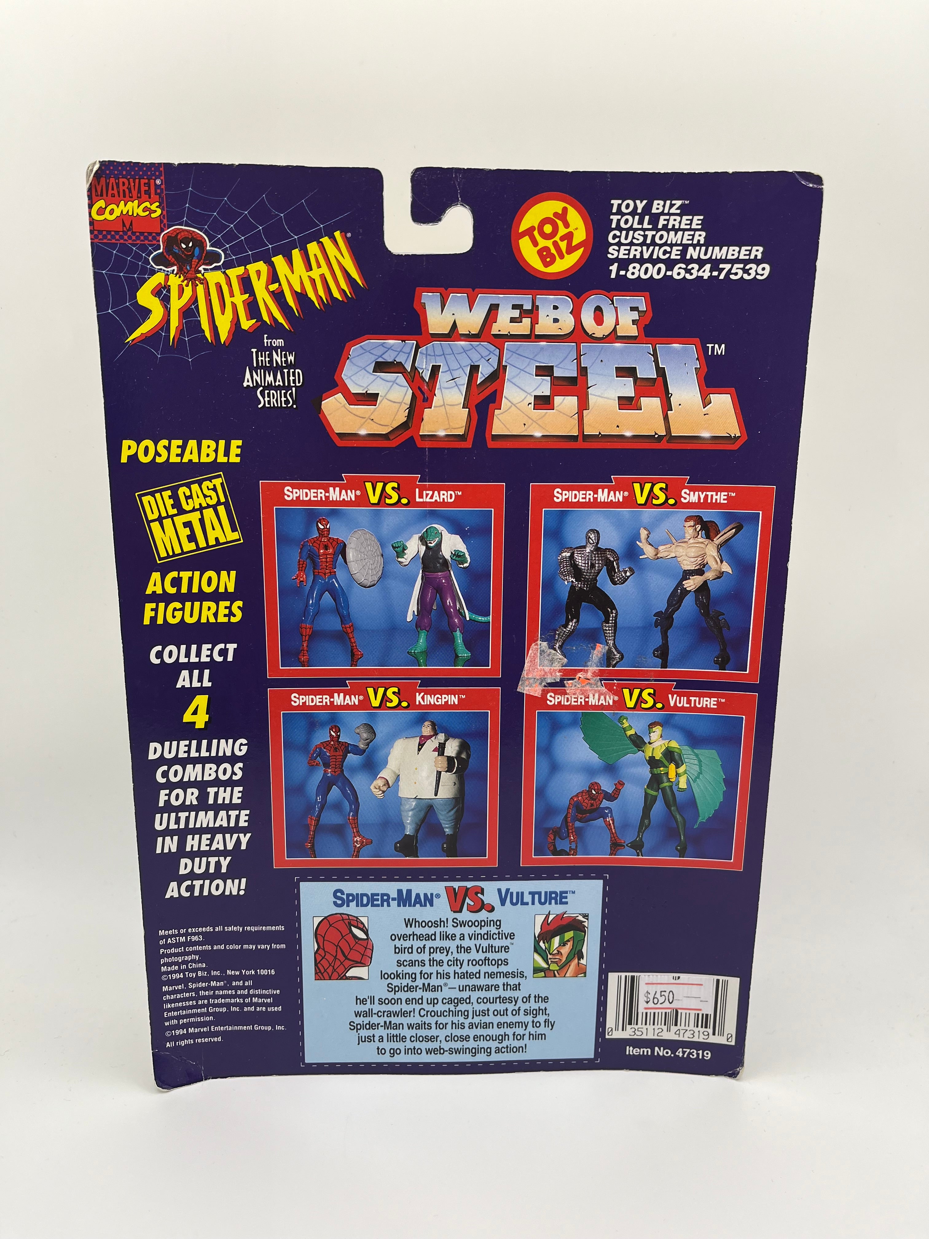 Spider-Man Web Of Steel Die Cast Spider-Man Vs Vulture Toy Biz