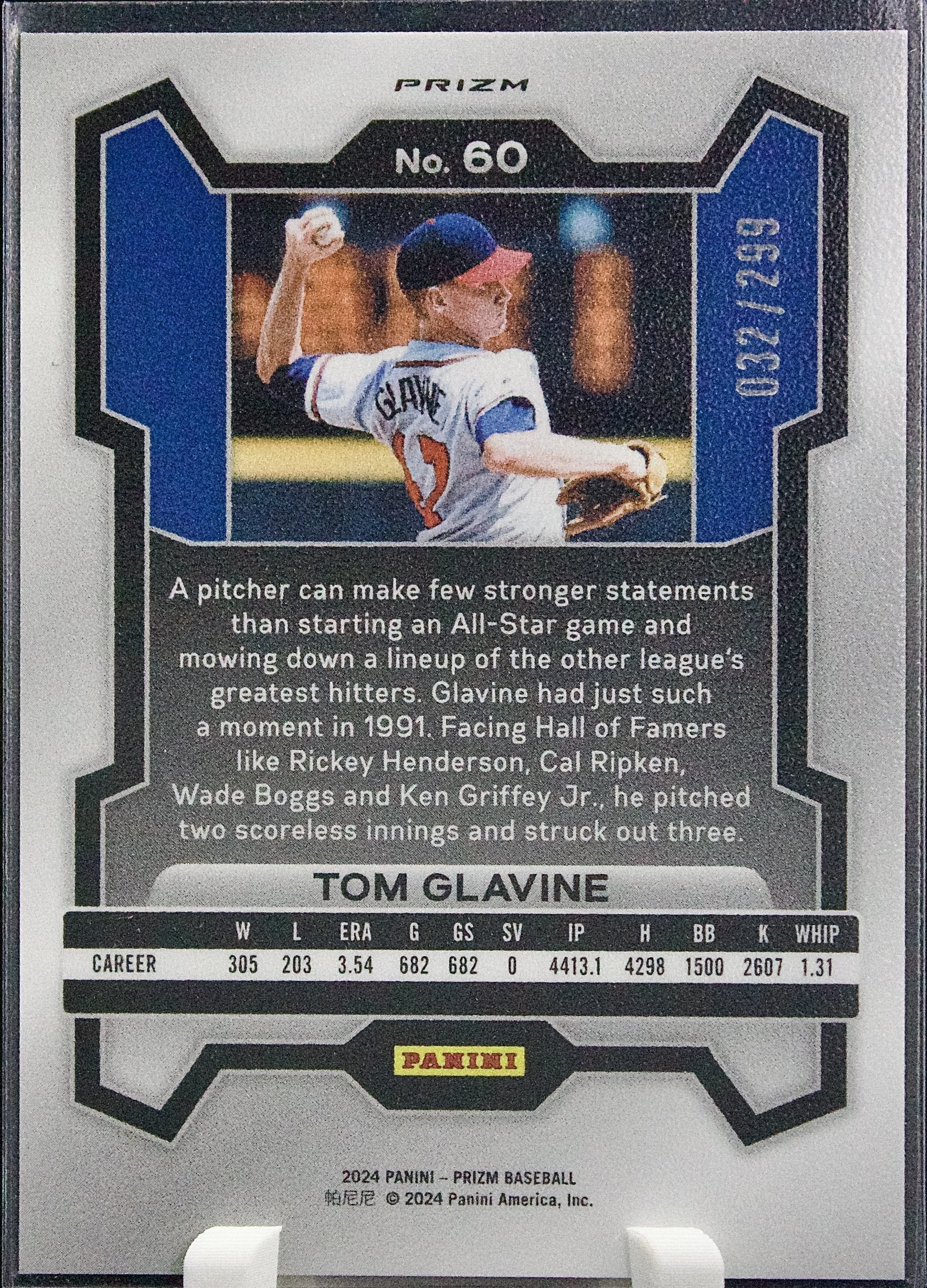 Carta Panini Prizm 2024 #60 Tom Glavine Red 032/299