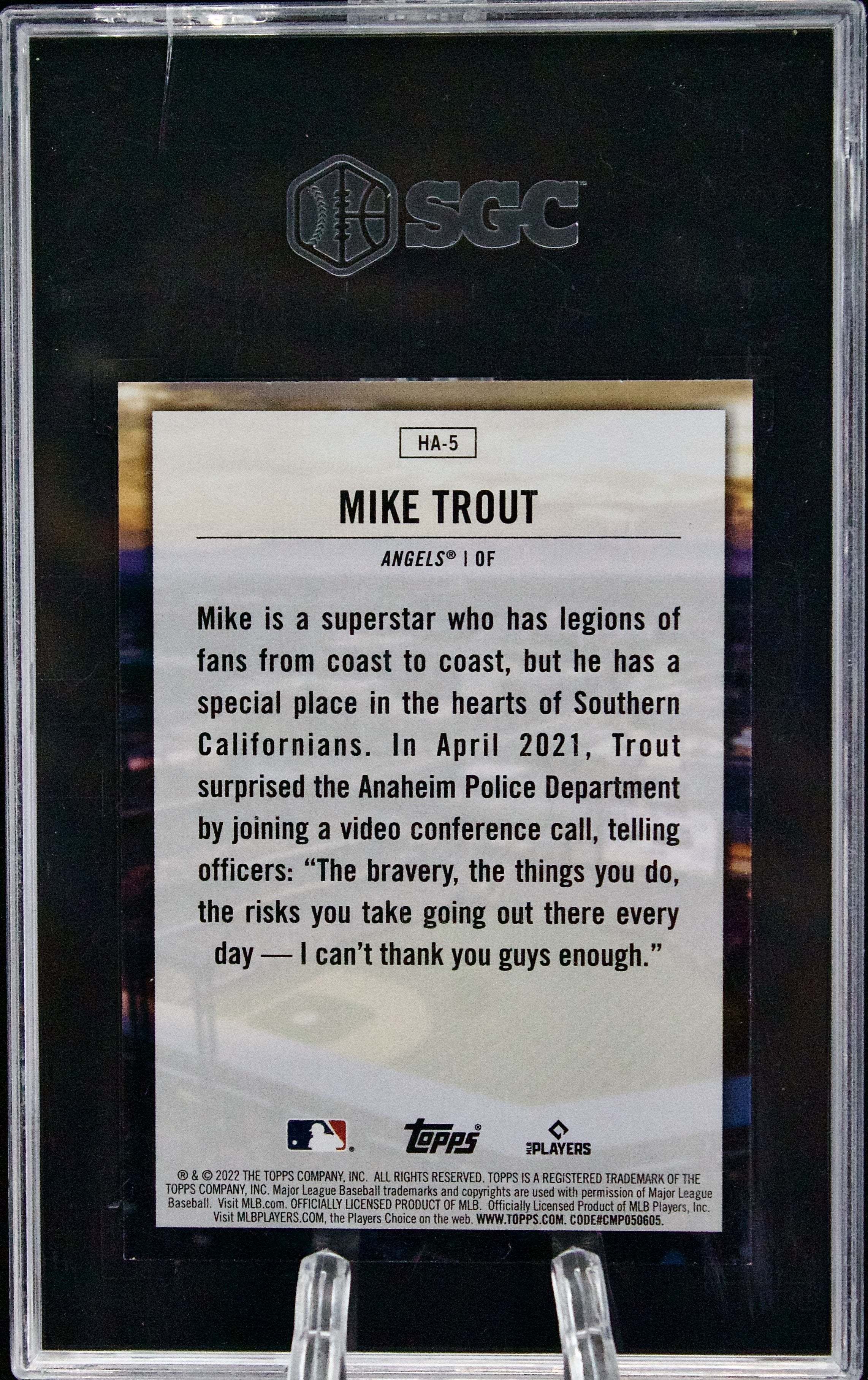 Carta 2022 Topps #HA-5 Mike Trout Home Field Advantage SGC 9