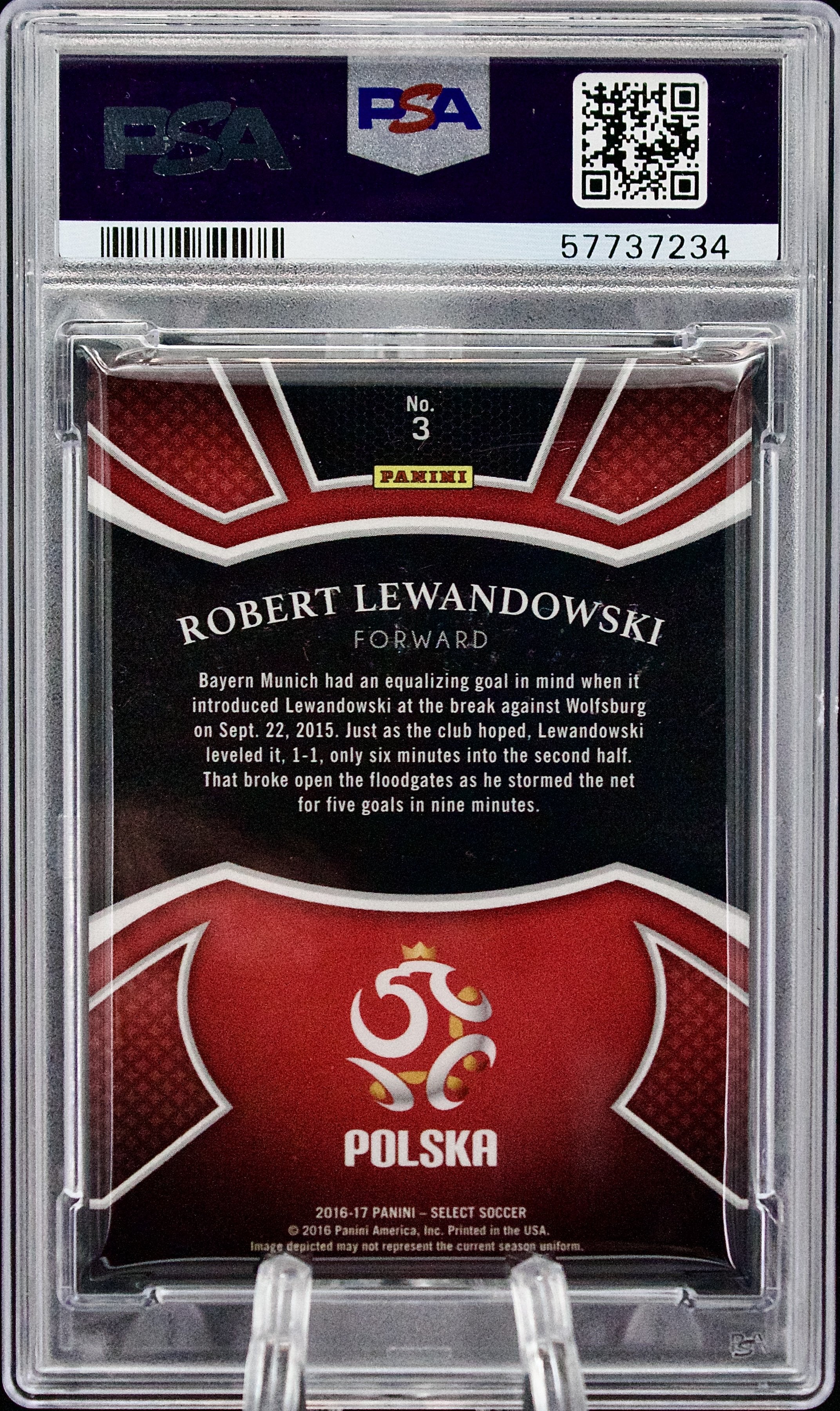 Carta 2016 Panini Select #3 Robert Lewandowski Equalizers PSA 10