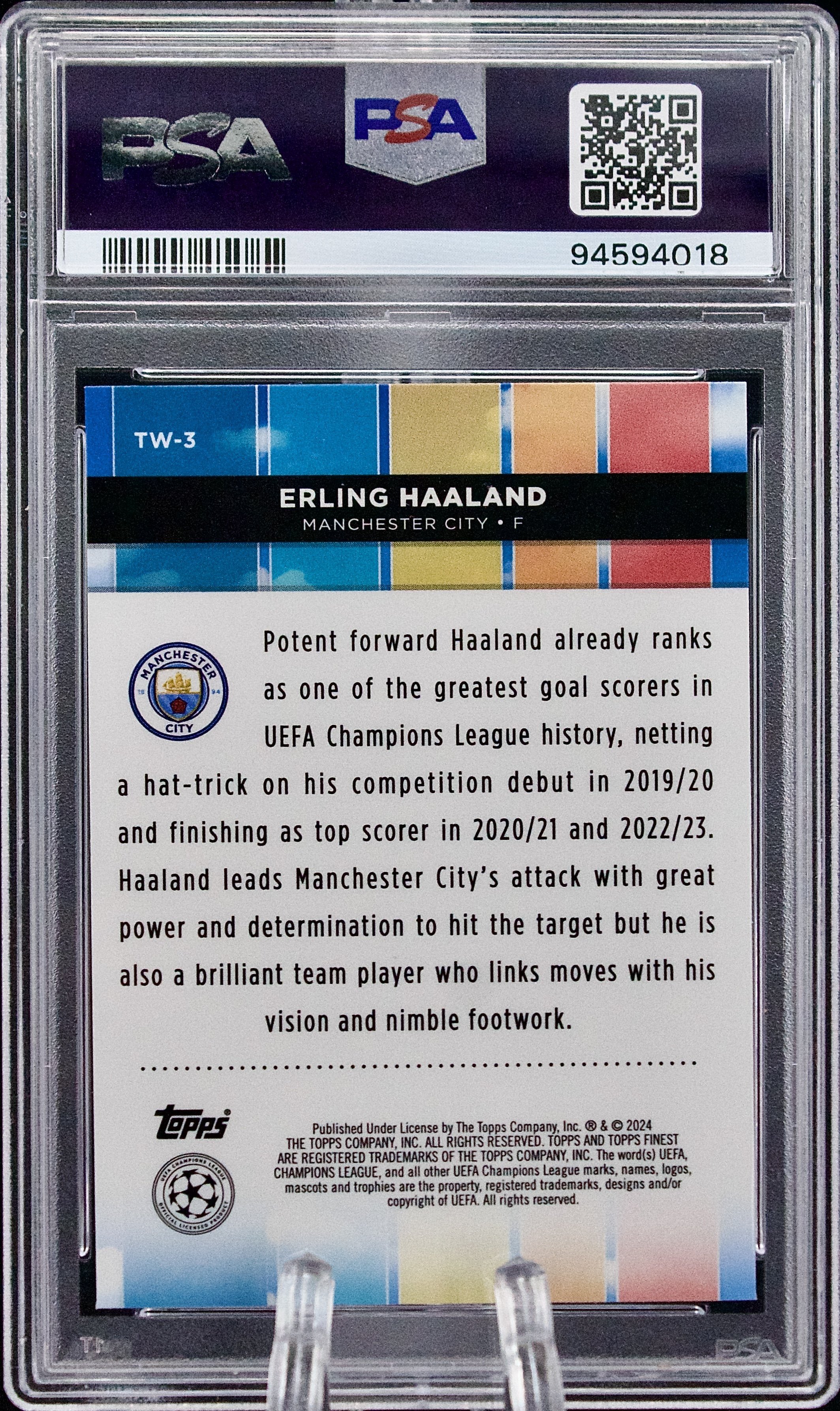 Carta 2023-24 Topps Finest UCC #TW3 Erling Haaland Top of the World PSA 10