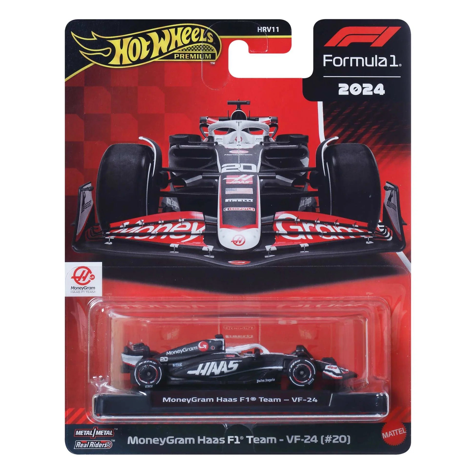 Hot Wheels Premium Formula 1 2024 MoneyGram Haas F1 Team - VF-24 (#20 Kevin Magnussen) Mattel