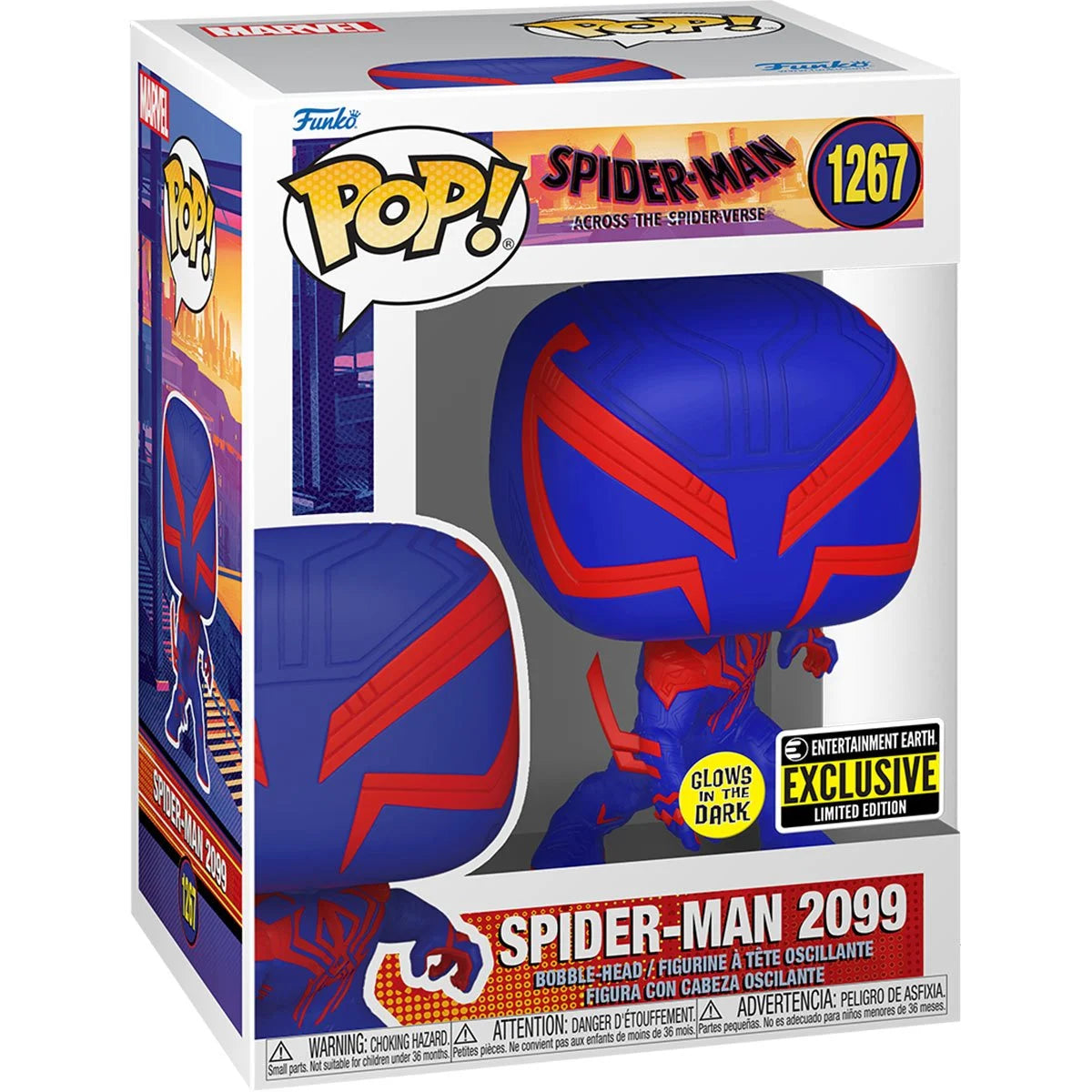 Spider-Man: Across the Spider-Verse Spider-Man 2099 Glow-in-the-Dark Pop! Vinyl Figure #1267 - Entertainment Earth Excl. Funko