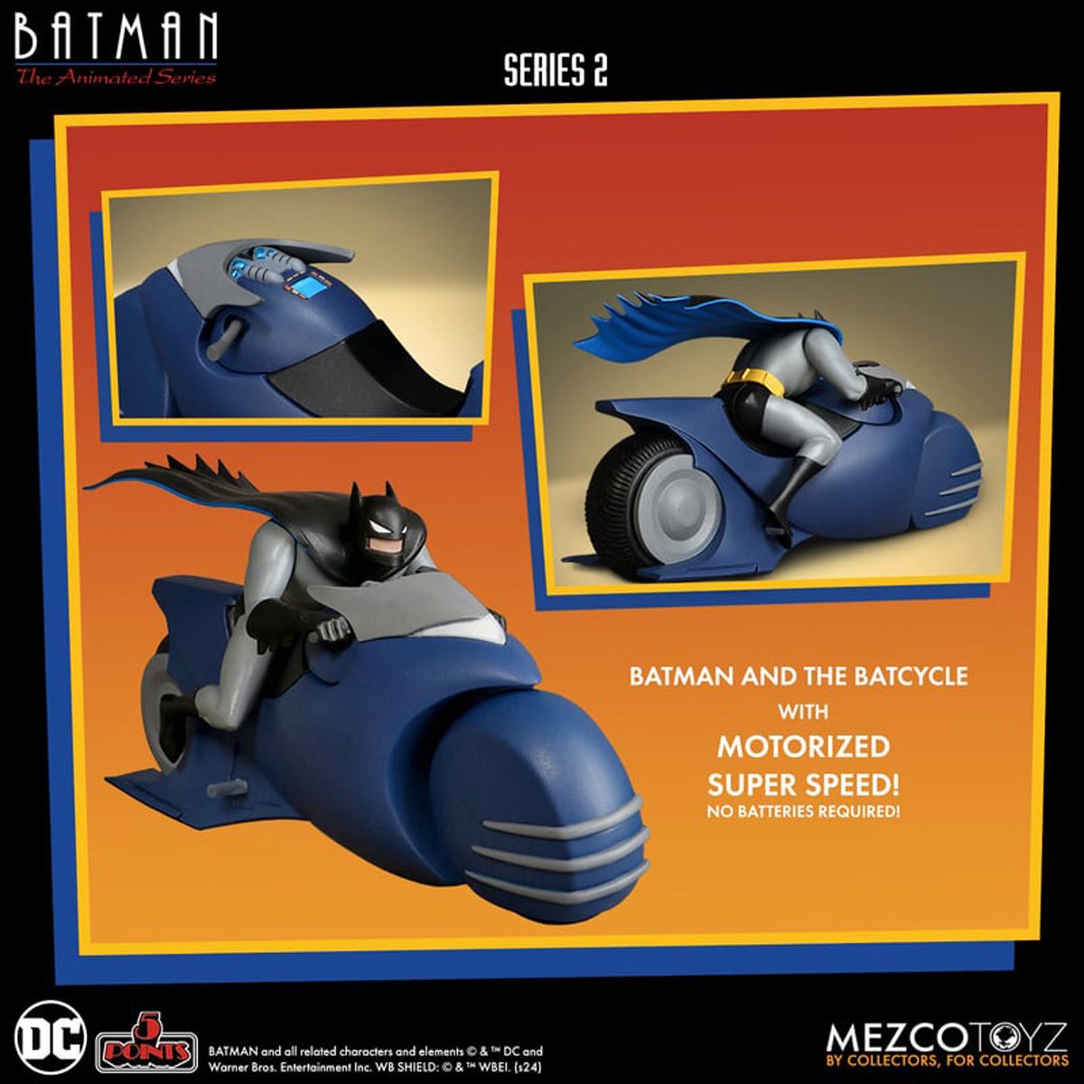 Batman: The Animated Series 5 Points Batman and Batcycle Figure Set Mezco Toyz