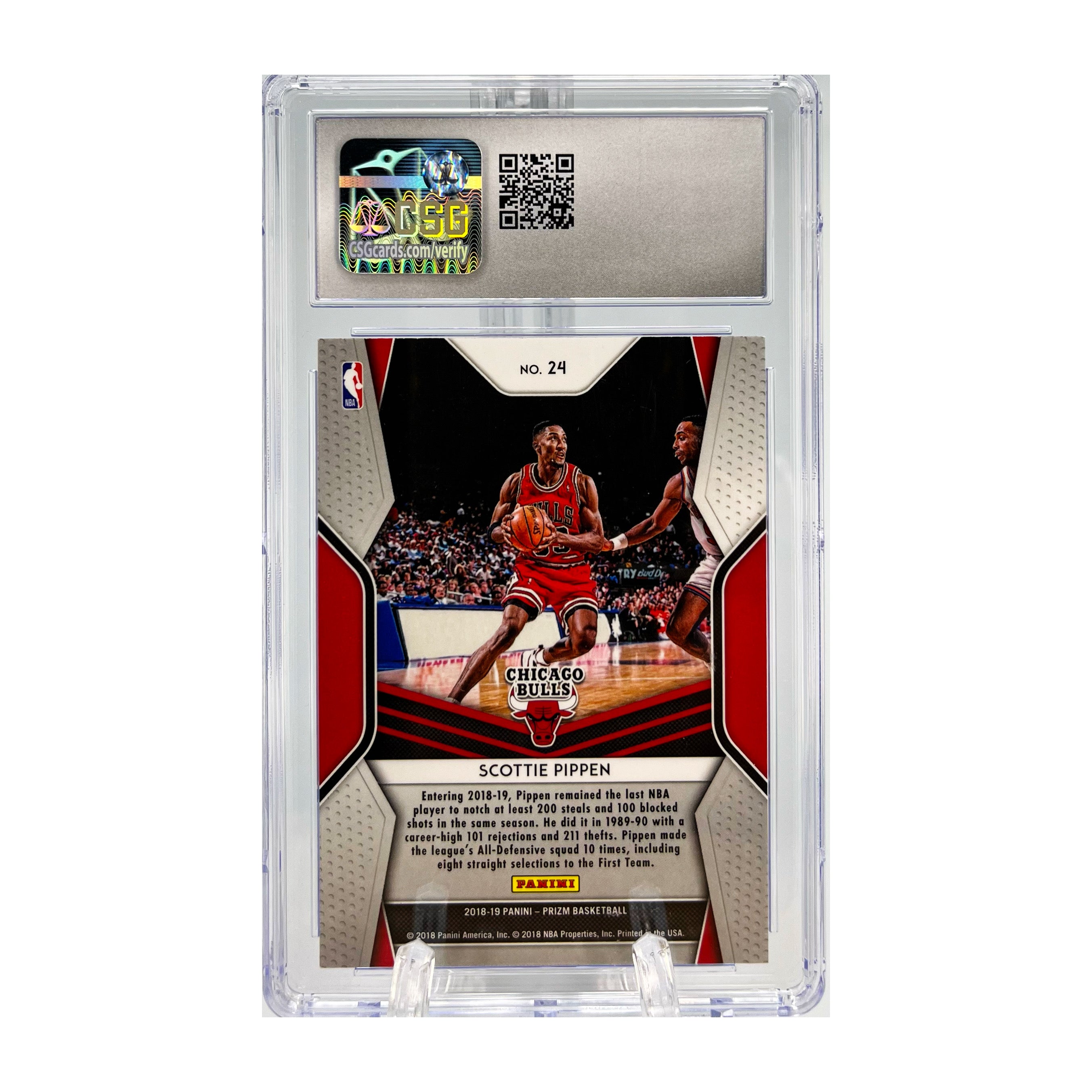 Carta Panini Prizm 2018-19 Dominance #24 Scottie Pippen CSG 9