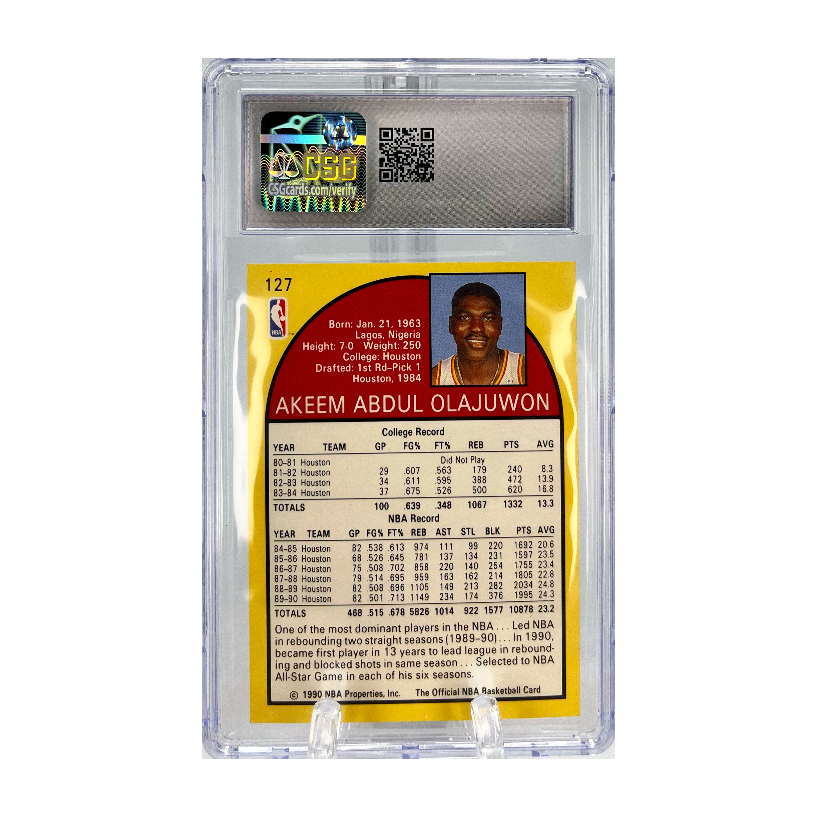 Carta Hoops 1990-91 #127 Akeem Olajuwon CSG 6