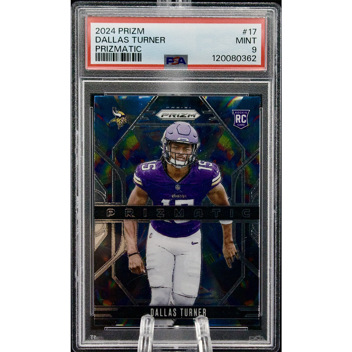 Carta Panini Prizm 2024 #17 Dallas Turner Prizmatic PSA 9