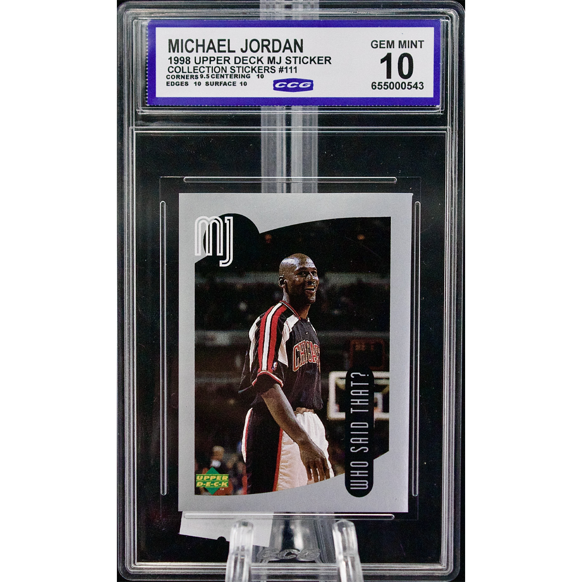 Estampa Upper Deck 1998 Collection Stickers #111 Michael Jordan CGC 10
