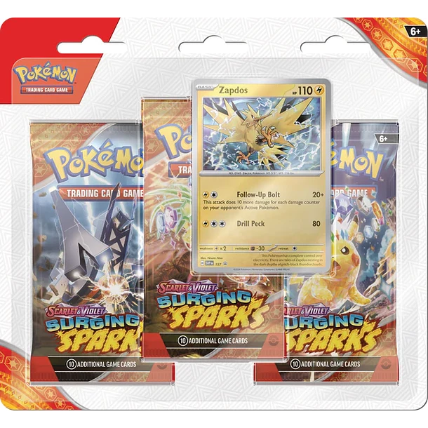 Pokemon TCG Scarlet and Violet Surging Sparks 3 sobres (Zapdos)