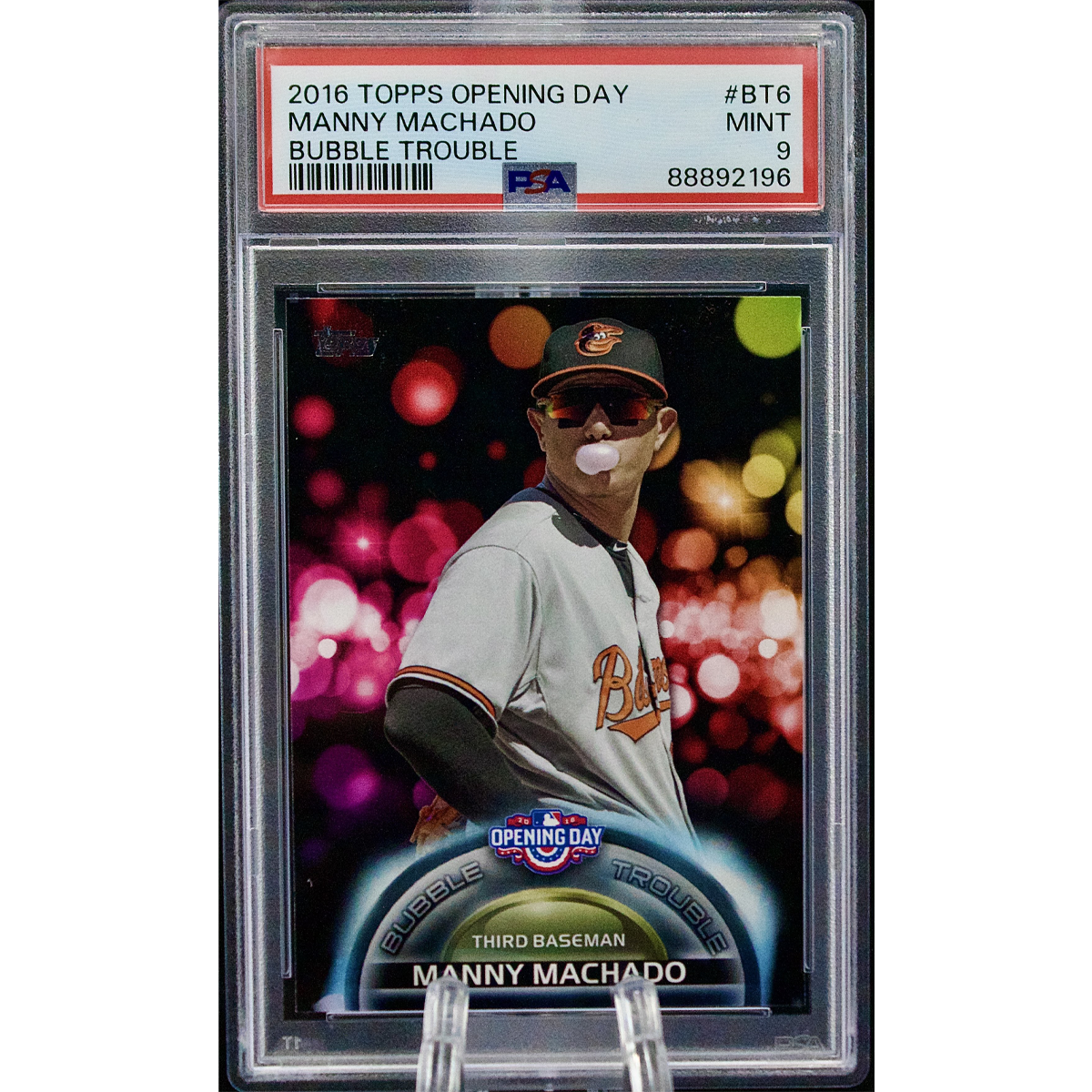 Carta Topps 2016 Opening Day #BT6 Manny Machado Bubble Trouble PSA 9