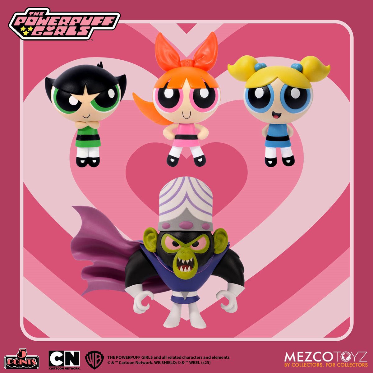 The Powerpuff Girls 5 Points Set Mezco Toyz