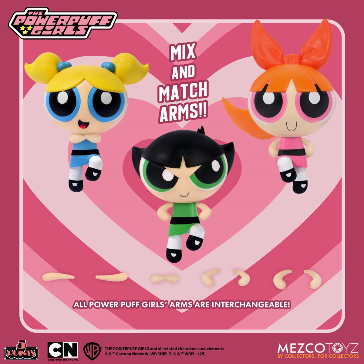 The Powerpuff Girls 5 Points Set Mezco Toyz