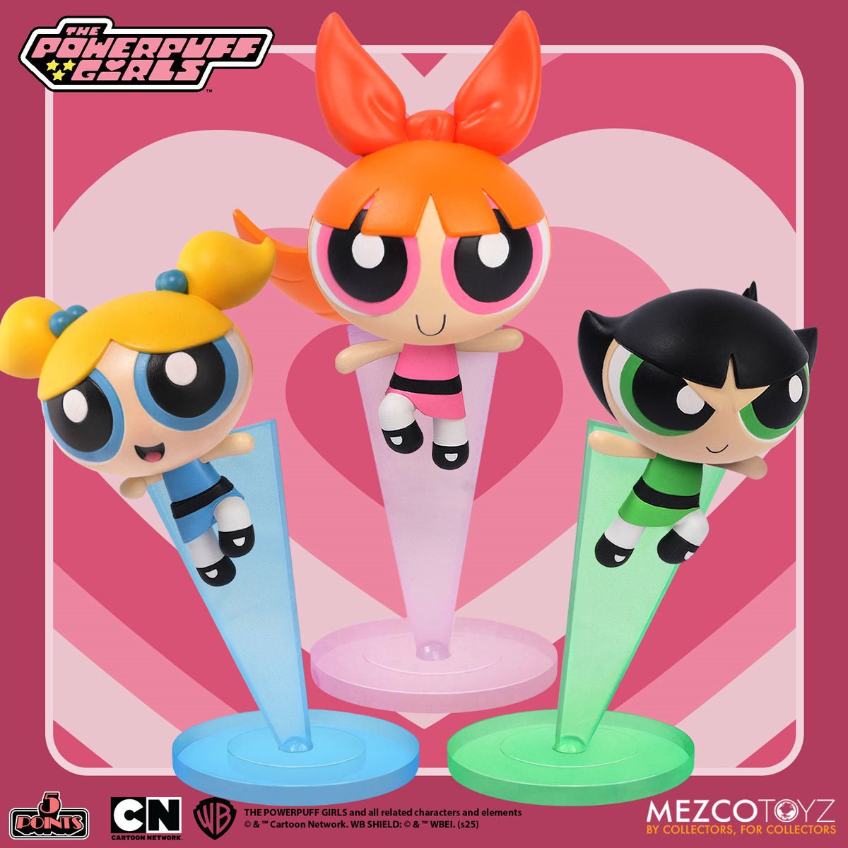 The Powerpuff Girls 5 Points Set Mezco Toyz