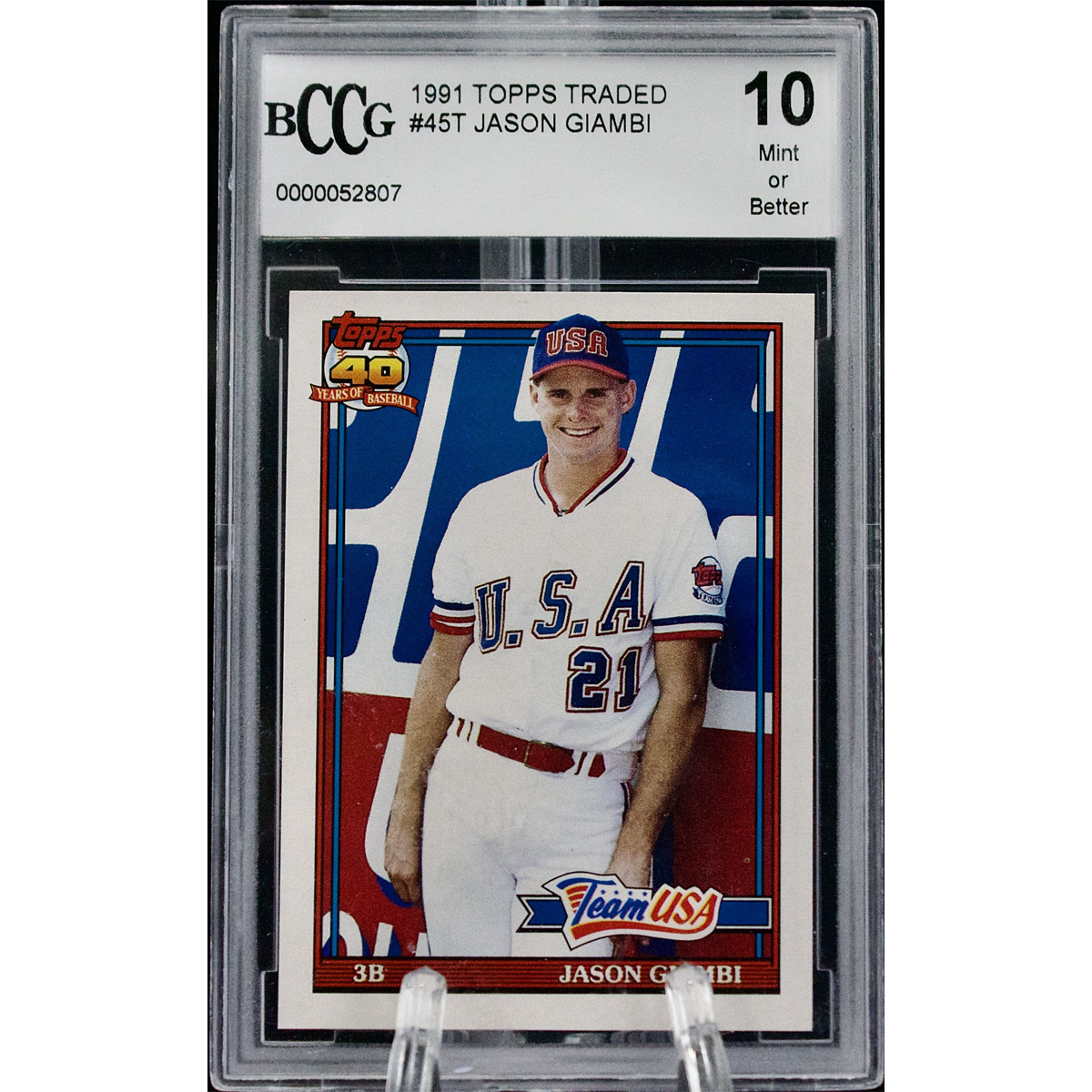 Carta Topps 1991 Topps Traded #45T Jason Giambi BCCG 10