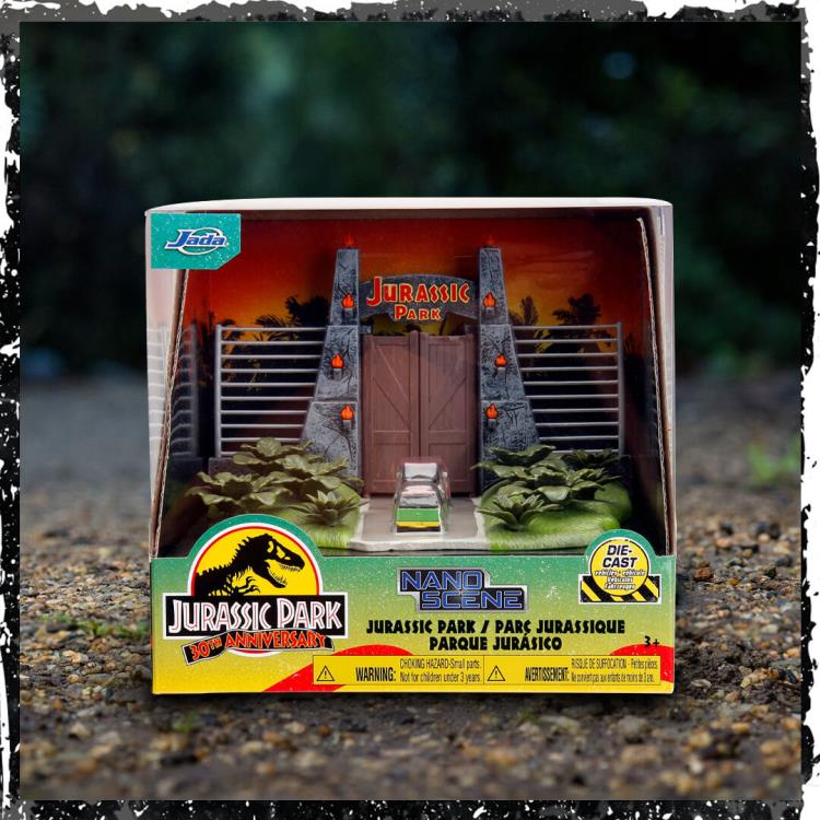 Jurassic Park NanoScene Jurassic Gate Scene with 2 Vehicles Jada Toys